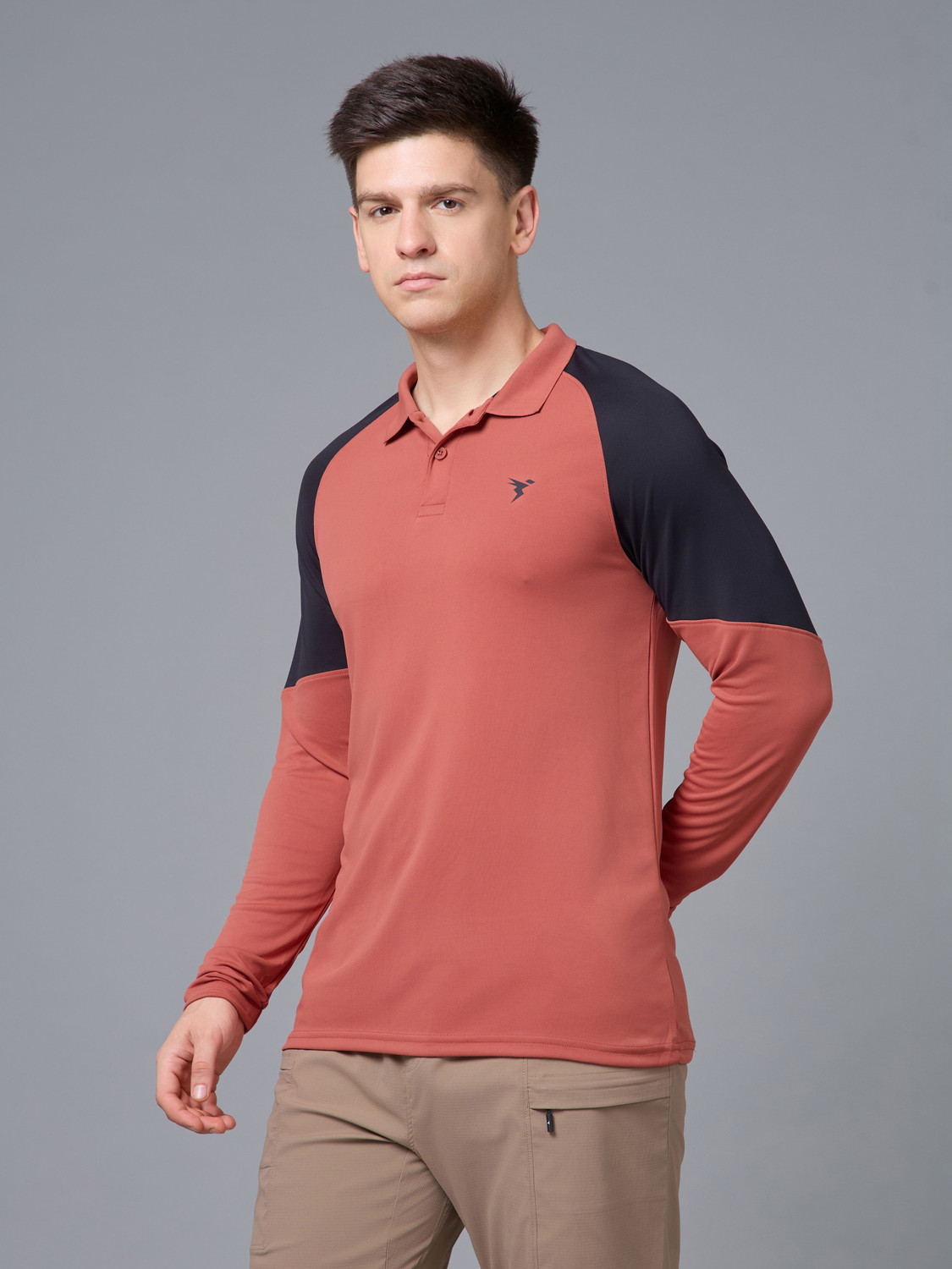 Image of TECHNOSPORT Colorblock Men Polo Neck Red T-Shirt