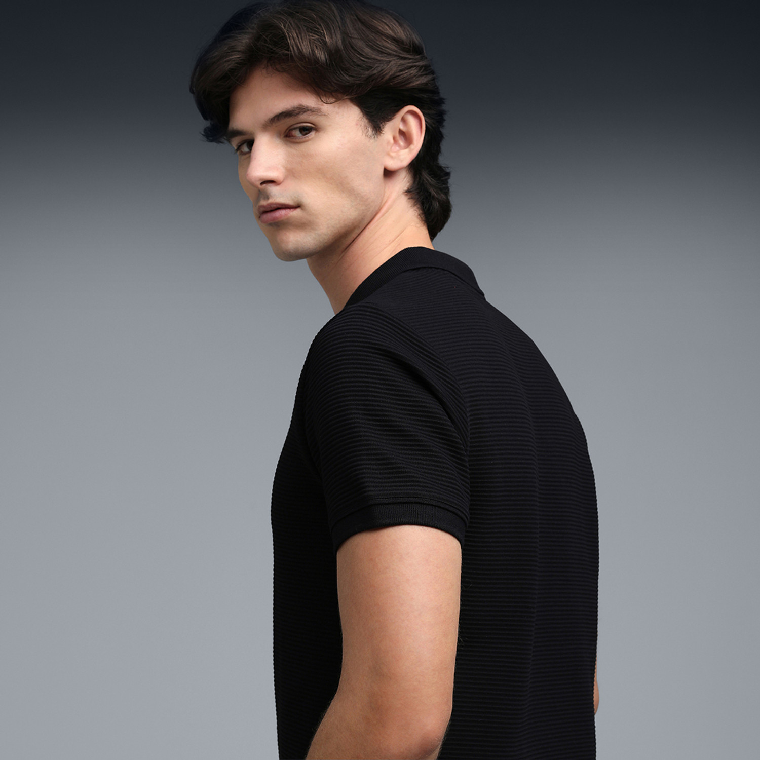 Image of PUMA Self Design Men Polo Neck Black T-Shirt