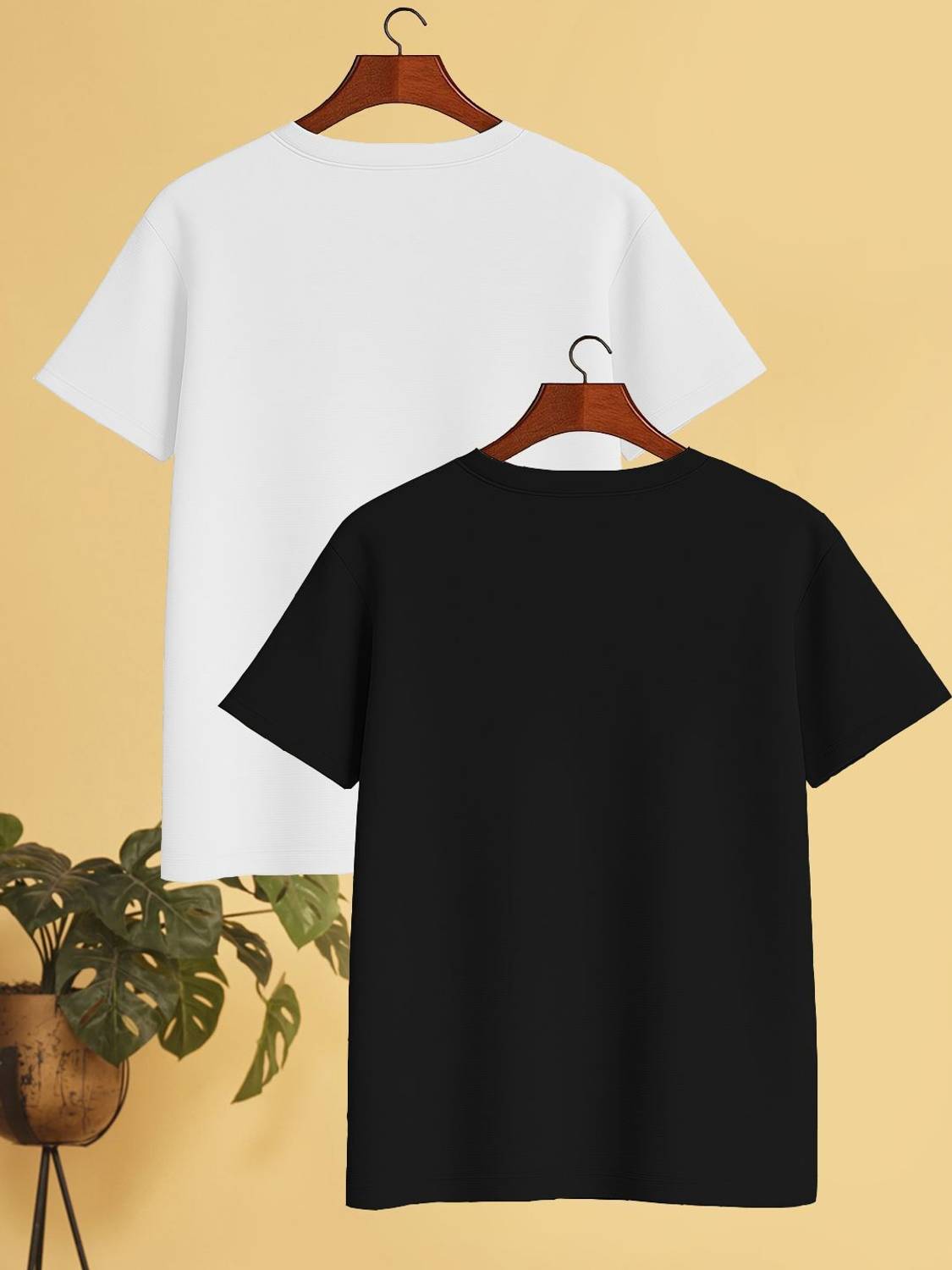 Yazole Men Black, White Round Neck T-Shirt - Image 2