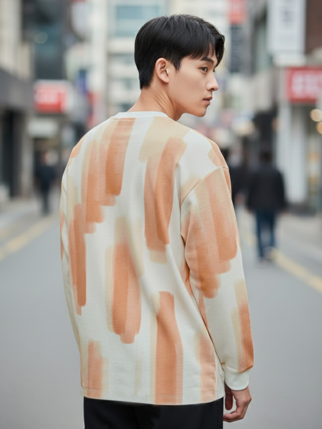 Image of Jump Cuts Printed Men Round Neck White, Orange T-Shirt