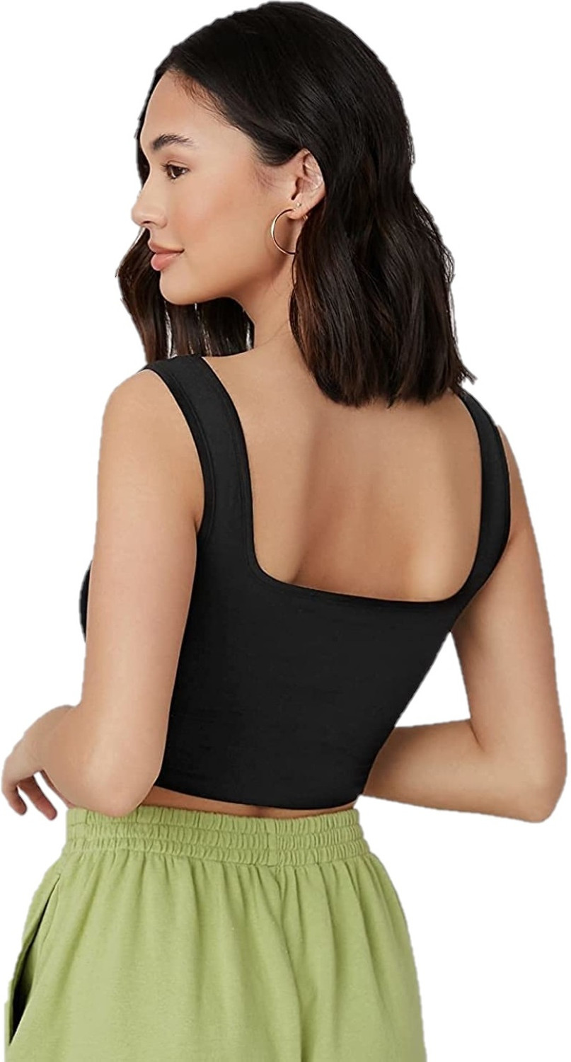 Image of MIXFIT Casual Solid Women White, Black Top