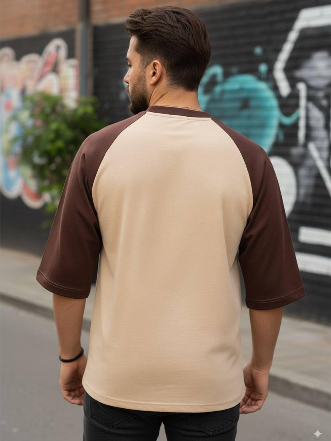 Leotude Men Beige Round Neck Printed T-Shirt - Image 3