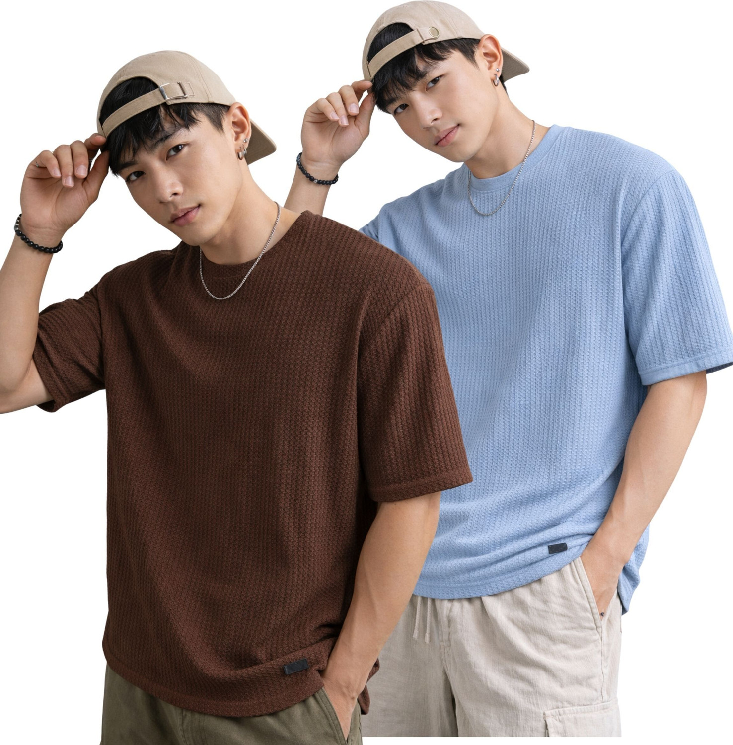 Image of KAJARU TEES Self Design Men Round Neck Blue T-Shirt