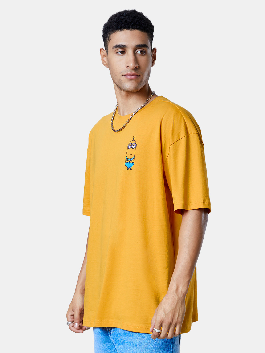 Image of The Souled Store Graphic Print Men Round Neck Yellow T-Shirt