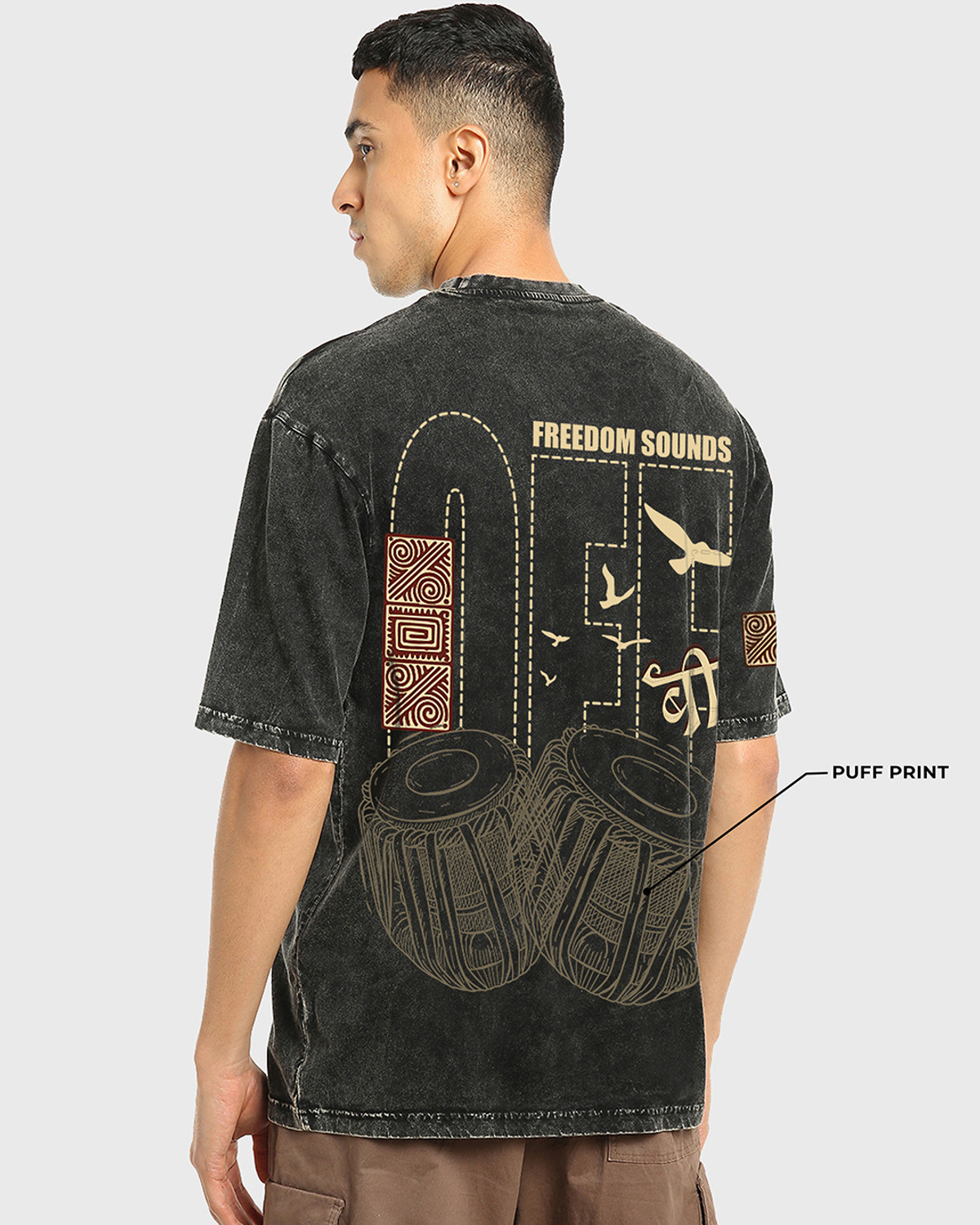 Image of BEWAKOOF Graphic Print Men Round Neck Black T-Shirt