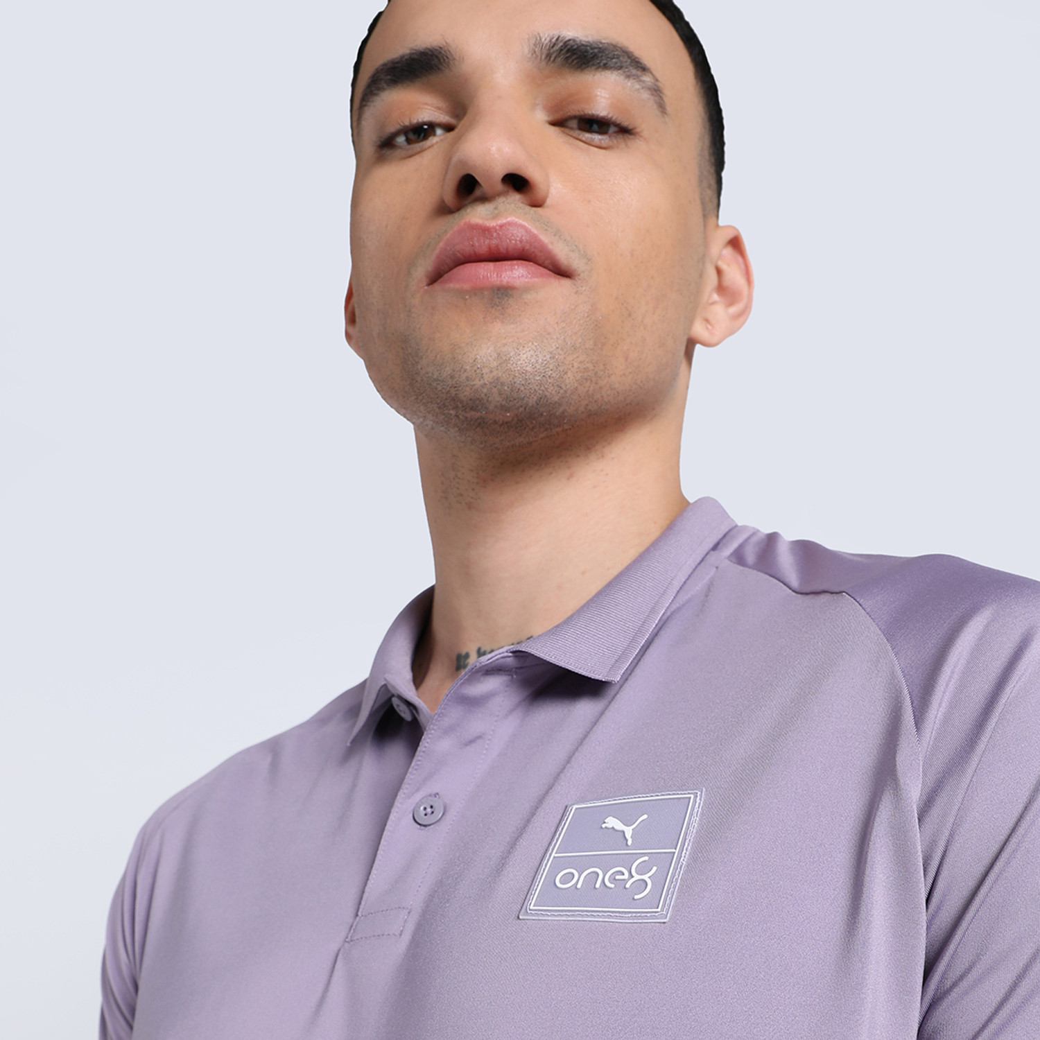 Image of PUMA Self Design Men Polo Neck Purple T-Shirt