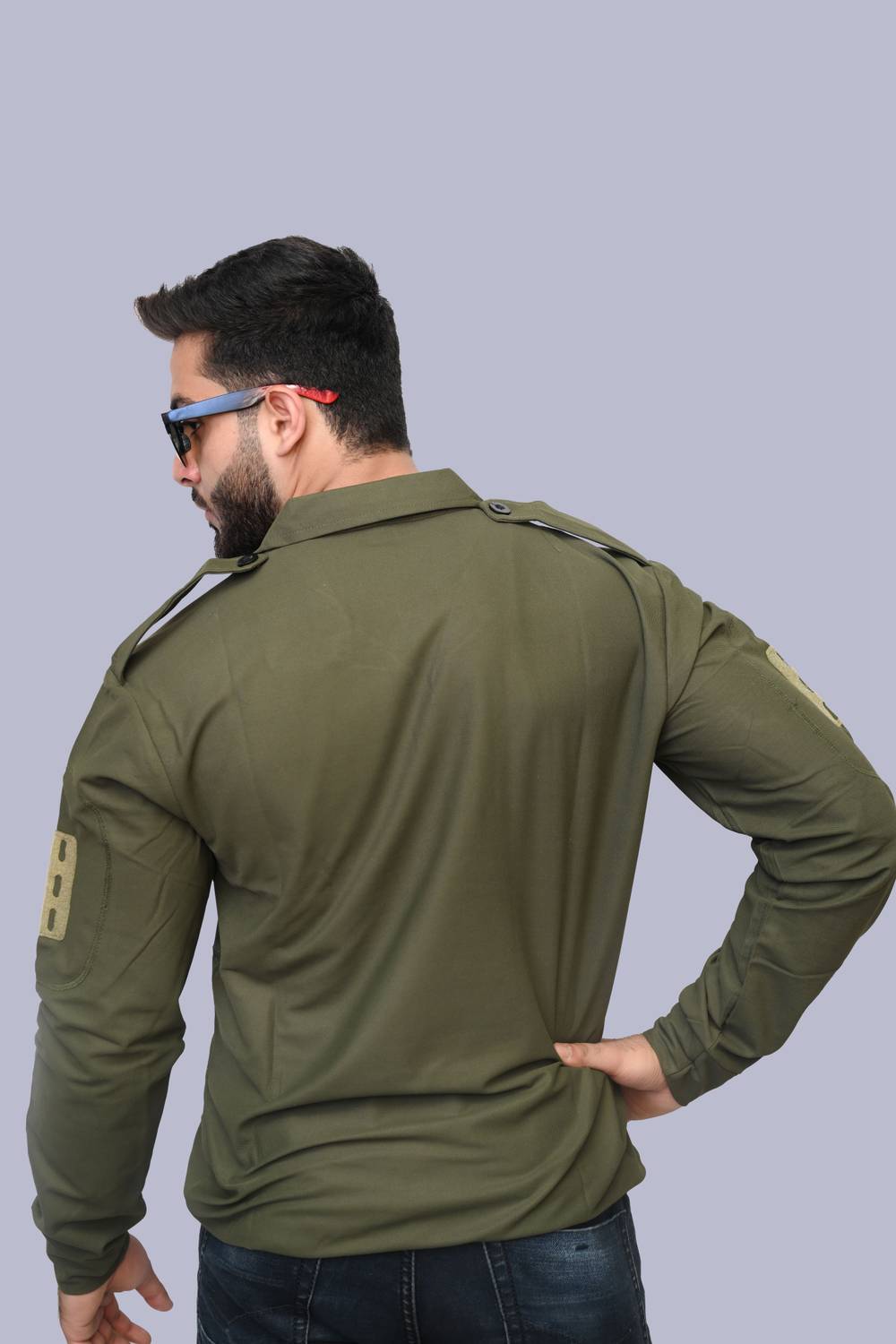 OMEE GOLD Military Camouflage Men Polo Neck Dark Green T-Shirt - Image 2