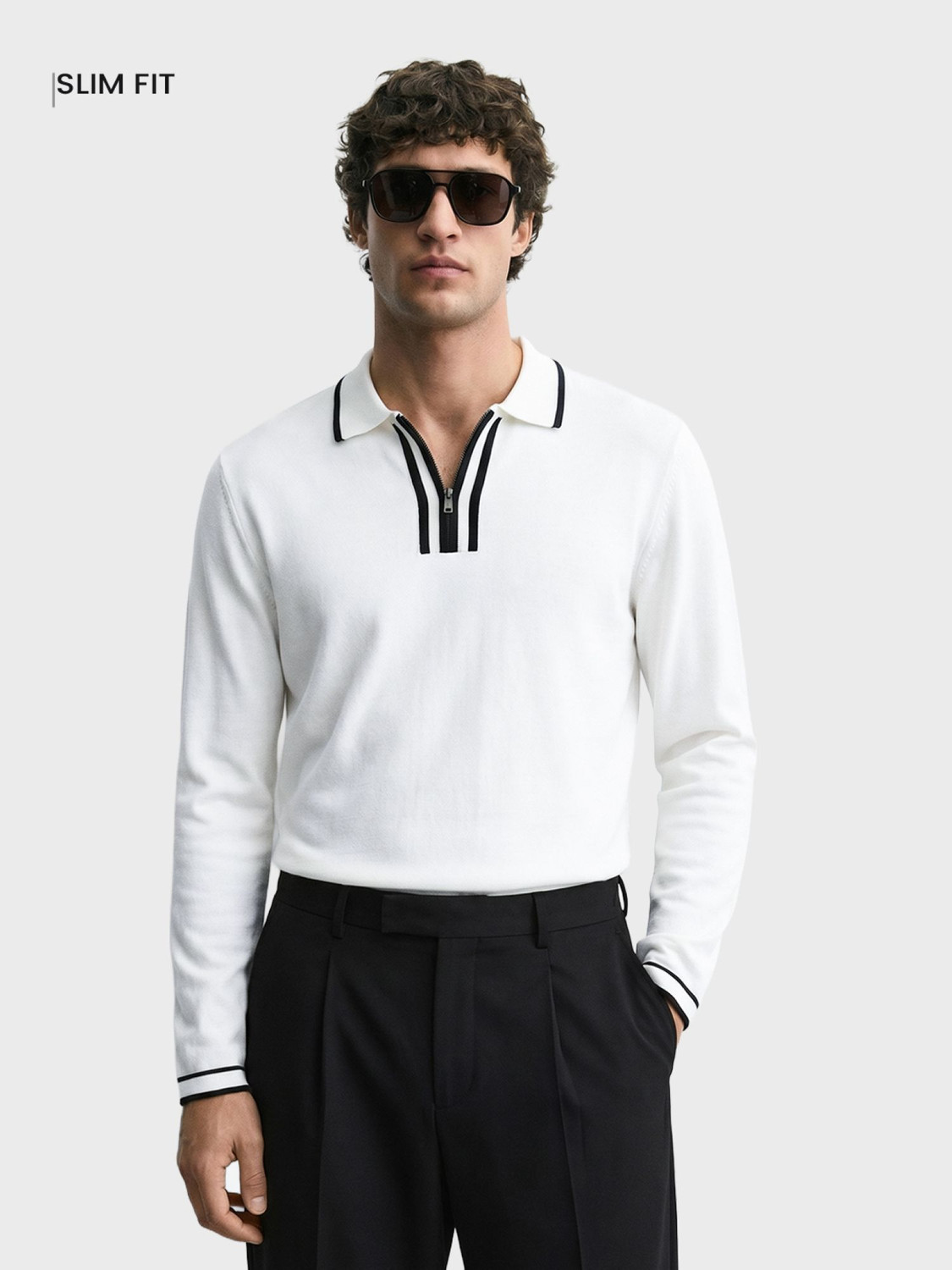 Image of The Indian Garage Co. Solid Men Polo Neck White T-Shirt