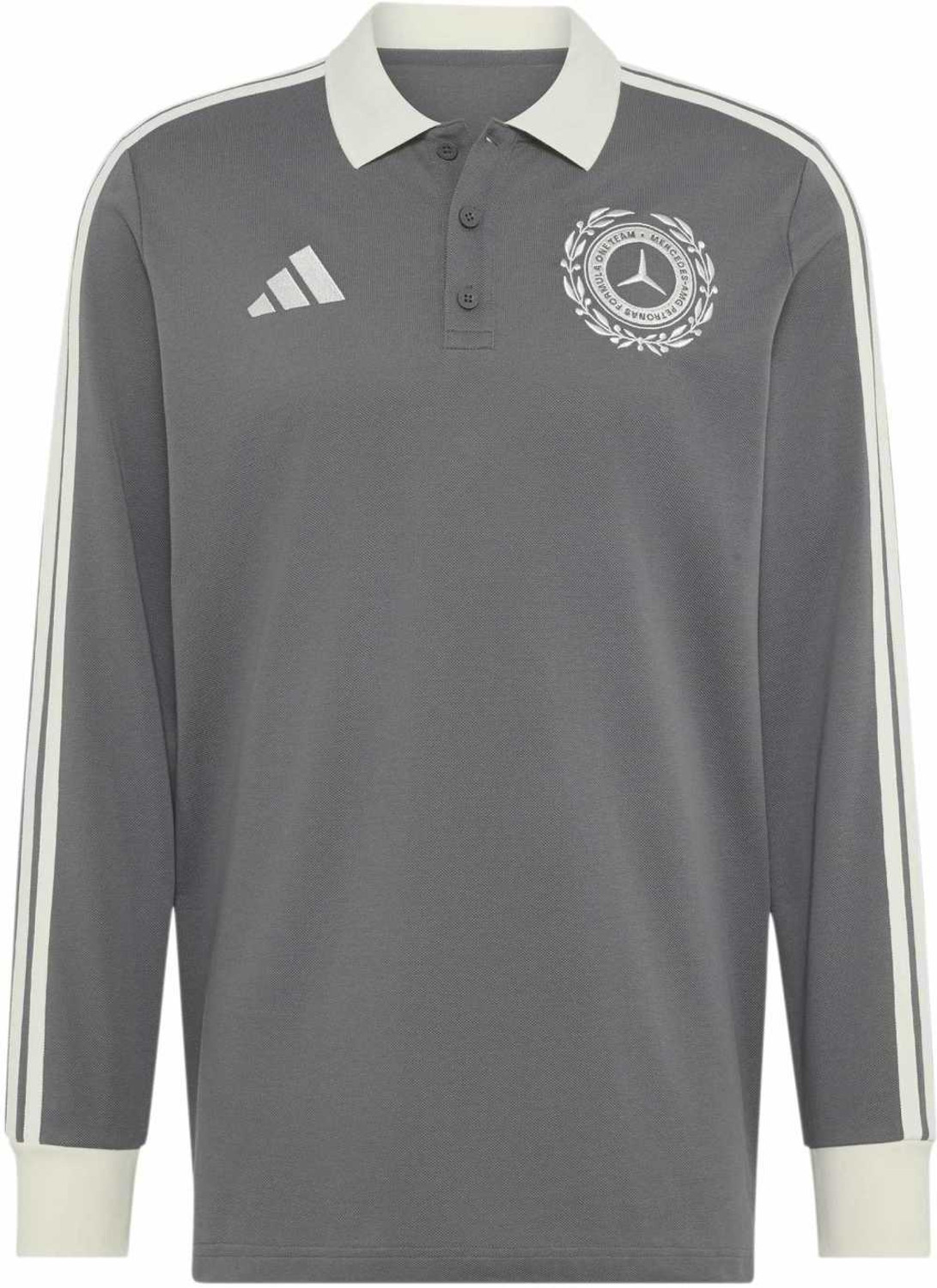 Image of ADIDAS Men Printed Polo Neck Cotton Blend Grey T-Shirt