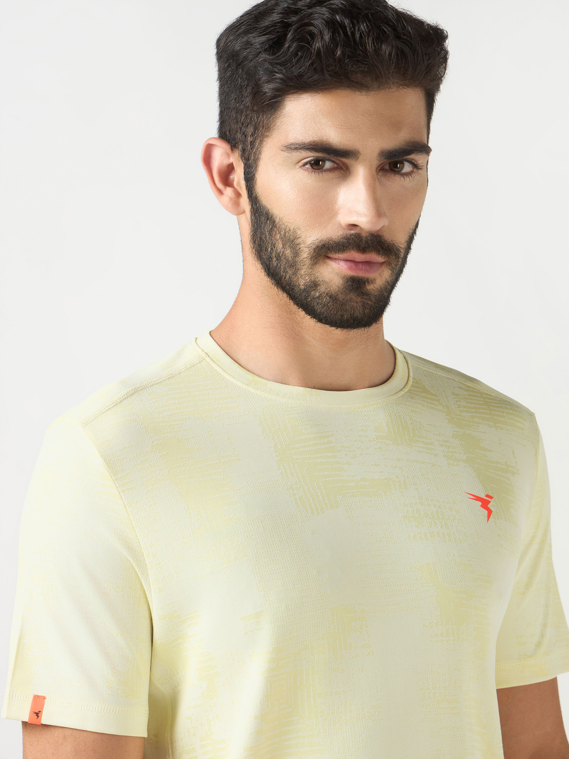 Image of TECHNOSPORT Printed Men Round Neck Yellow T-Shirt