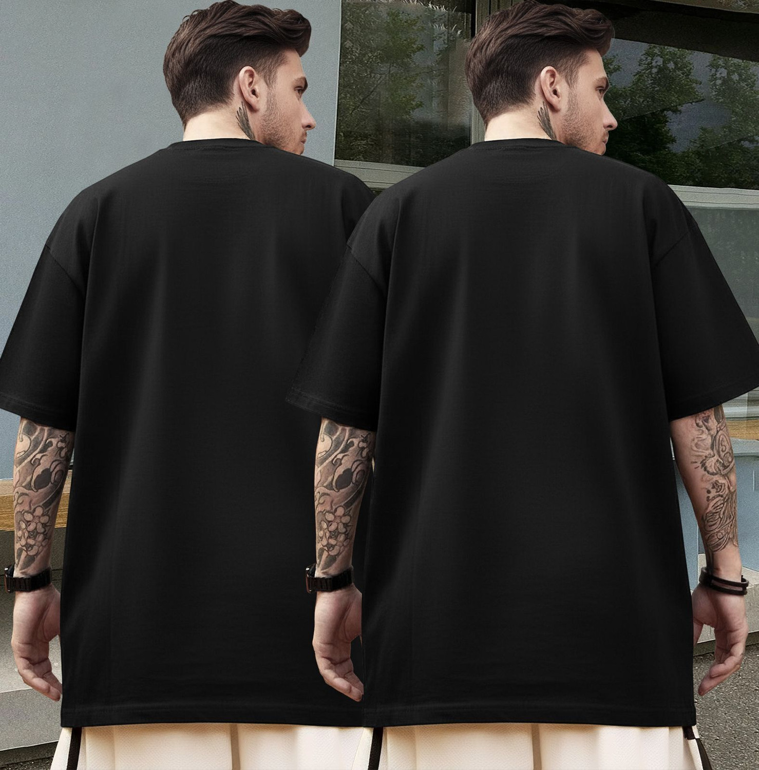 Image of TRIPR Typography Men Round Neck Black T-Shirt