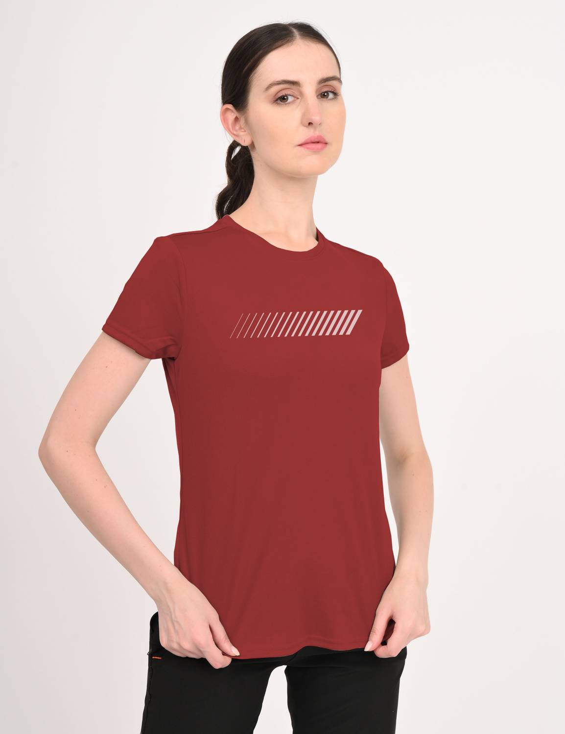 3colors Printed Women Round Neck Maroon T-Shirt