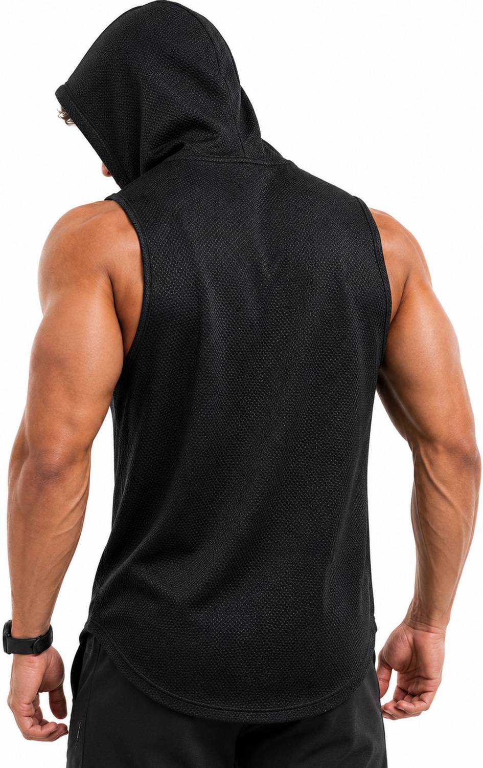 GQF Printed Men Hooded Neck Black T-Shirt - Image 2