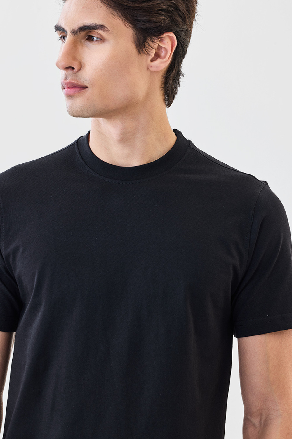 Image of Snitch Solid Men Crew Neck Black T-Shirt