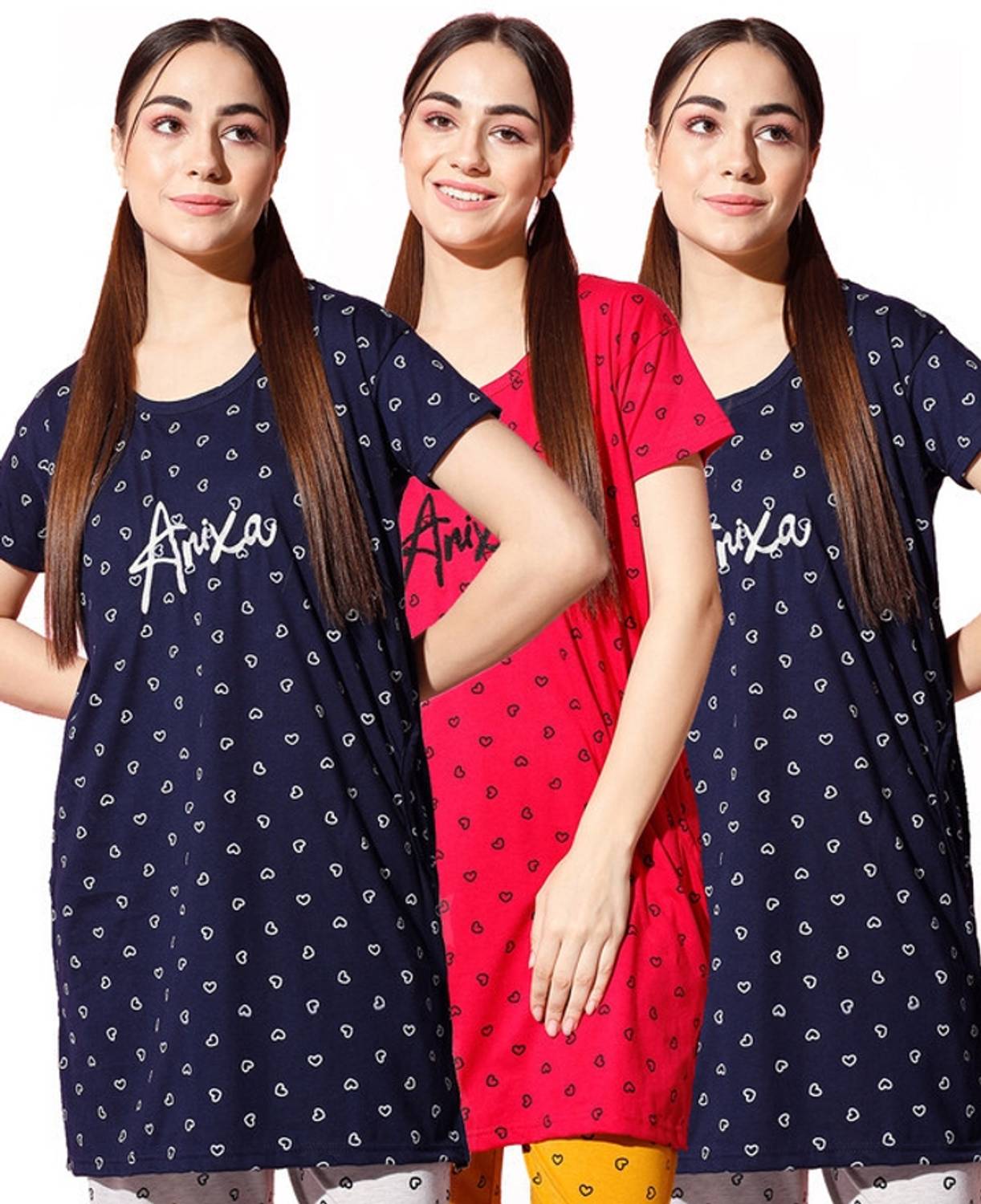 ANIXA Printed Women Round Neck Multicolor T-Shirt