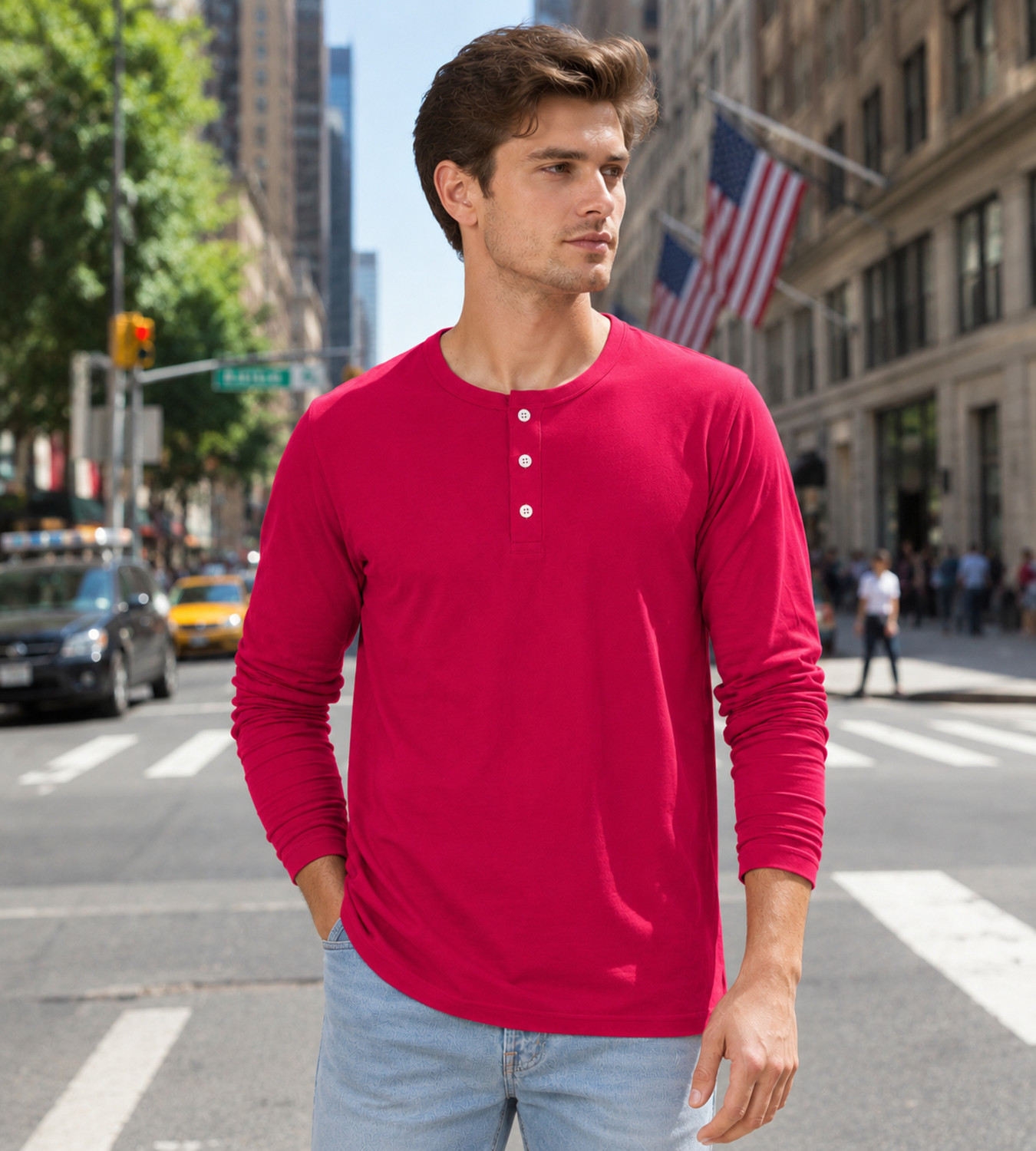 Image of Creation By London Hills Solid Men Round Neck Pink T-Shirt