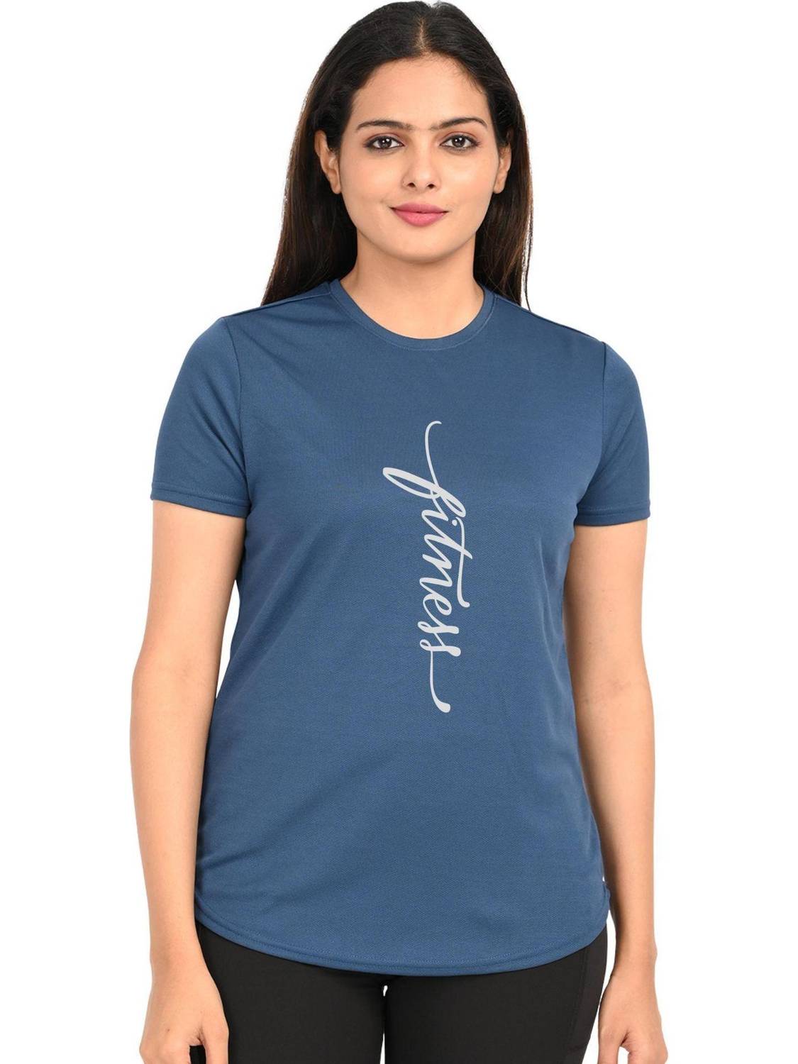 3colors Printed Women Round Neck Blue T-Shirt
