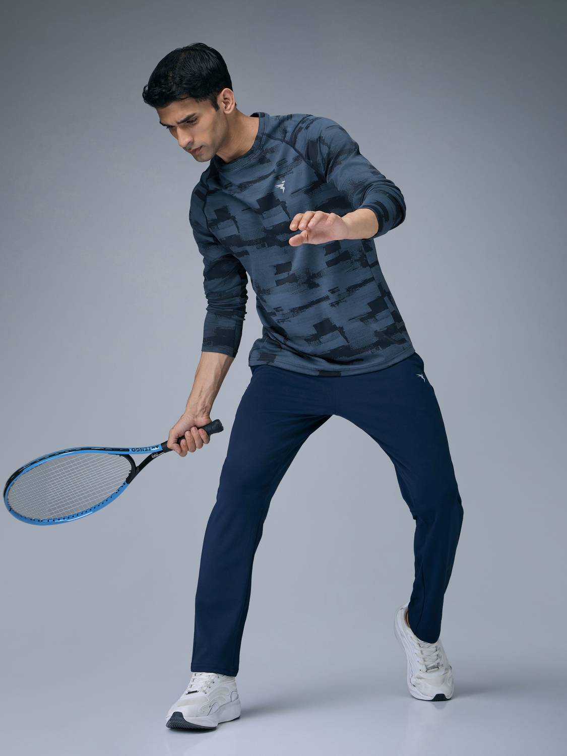 TECHNOSPORT Men Navy Blue Crew Neck T-Shirt - Image 4