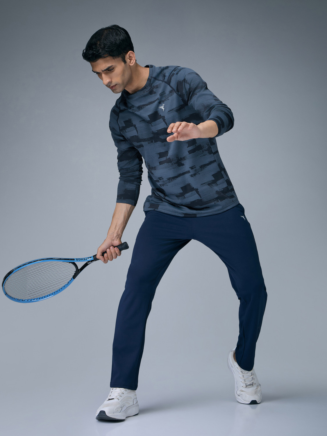 Image of TECHNOSPORT Printed Men Crew Neck Navy Blue T-Shirt