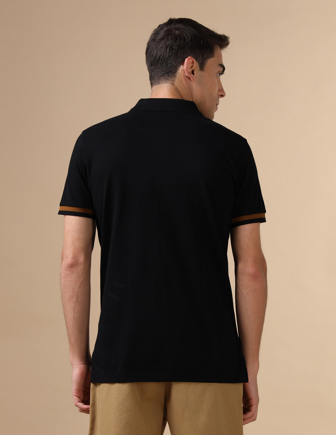 Image of U.S. POLO ASSN. Graphic Print Men Polo Neck Black T-Shirt