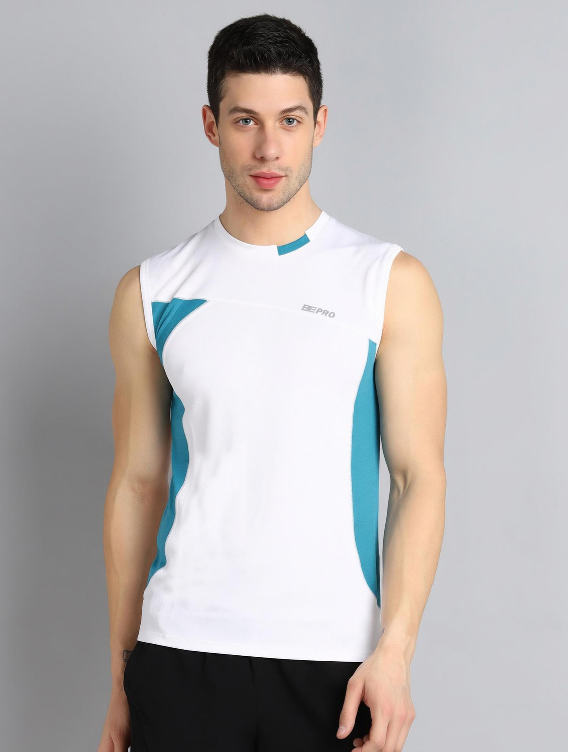 Image of BEPRO Solid Men Round Neck White T-Shirt