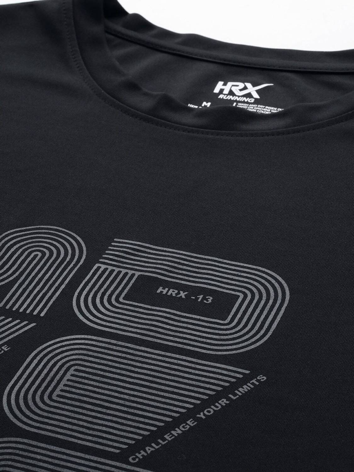HRX by Hrithik Roshan Typography Black T-Shirt - Image 2