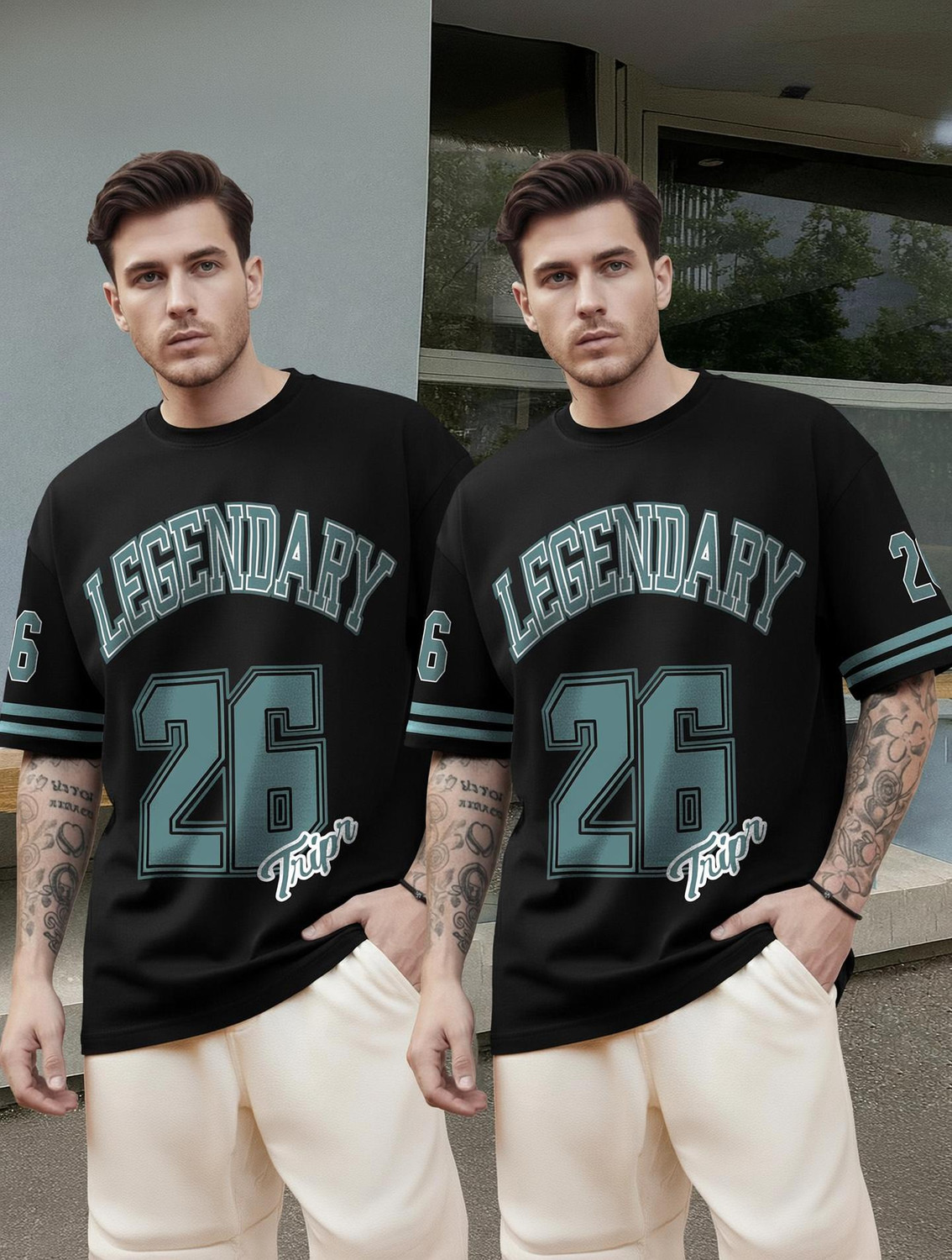 Image of TRIPR Typography Men Round Neck Multicolor T-Shirt