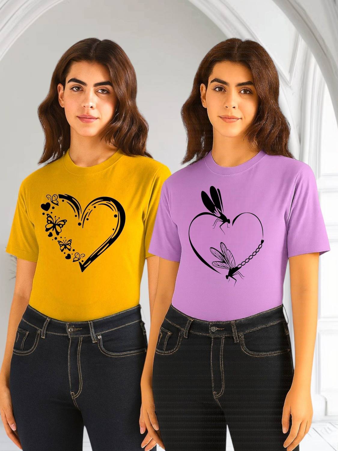 HouseOfCommon Graphic Print Women Round Neck Multicolor T-Shirt