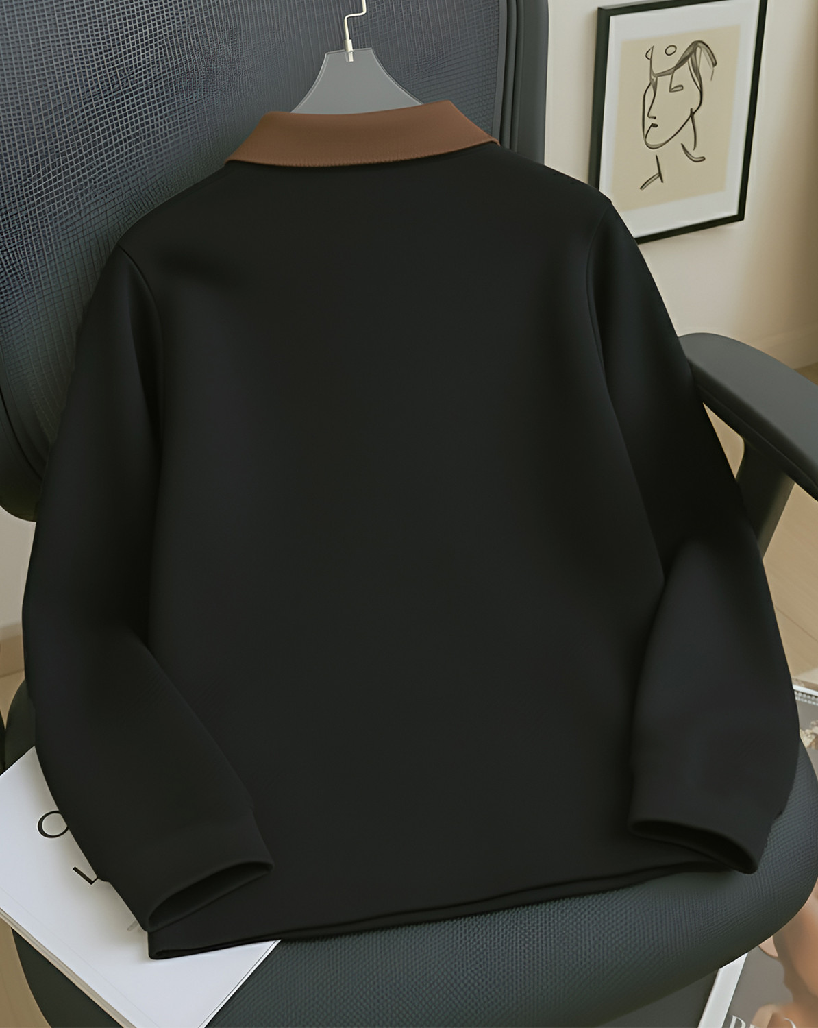 Image of AOOSH Colorblock, Striped Men Polo Neck Brown, Beige T-Shirt