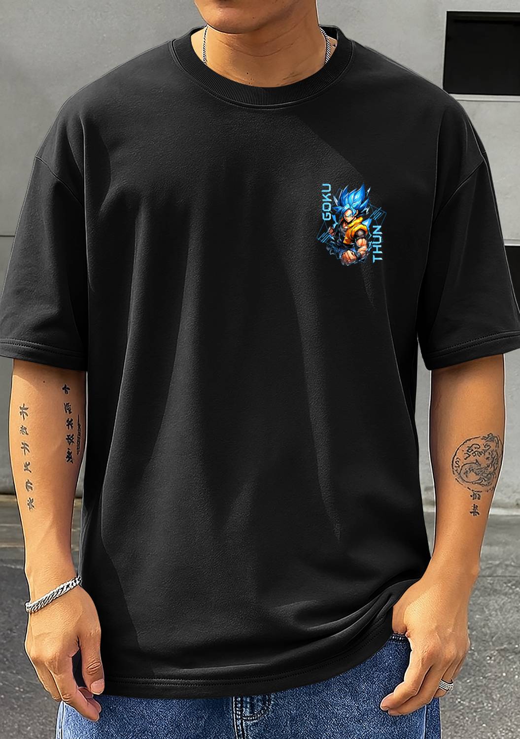 Dazzle Men Black Round Neck T-Shirt - Image 2