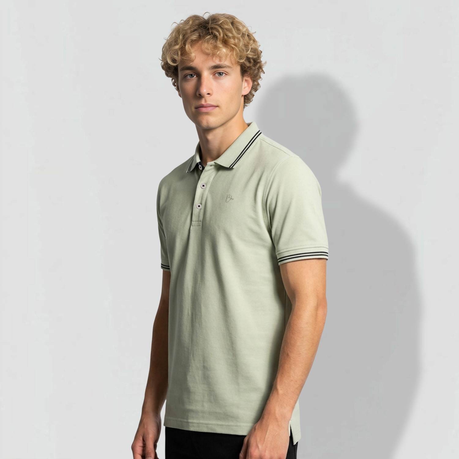 Image of BEING HUMAN Solid Men Polo Neck Green T-Shirt