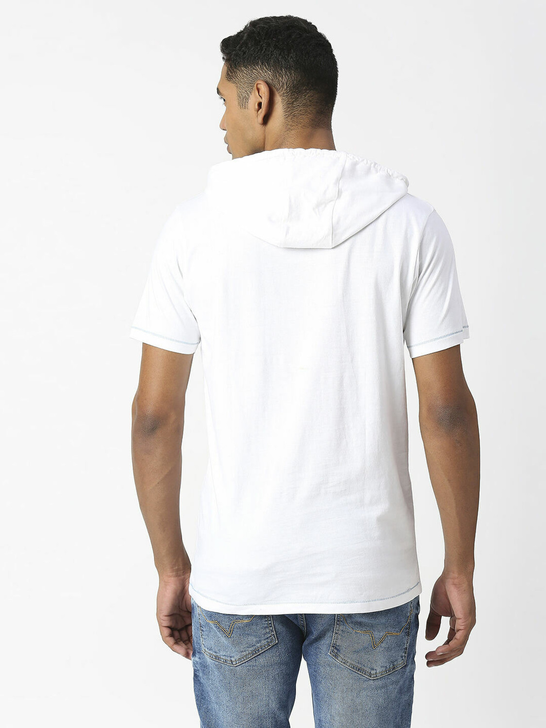 Image of Pepe Jeans Printed Men Hooded Neck White T-Shirt