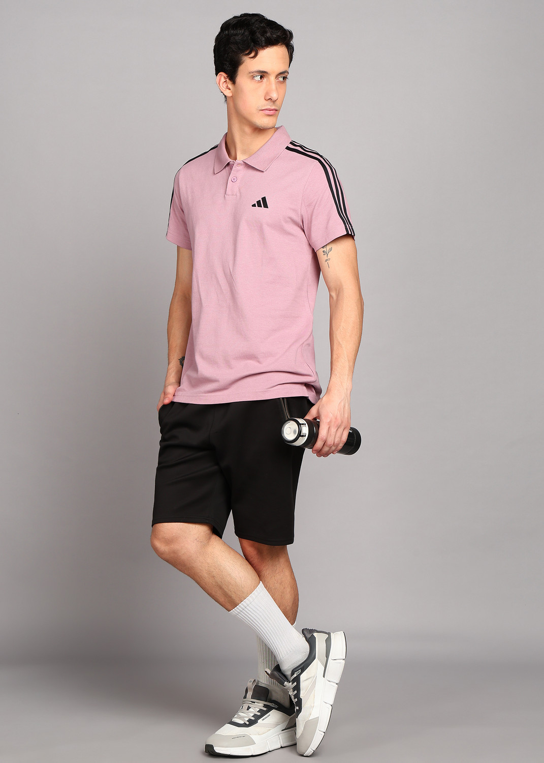 Image of ADIDAS Solid Men Polo Neck Purple T-Shirt