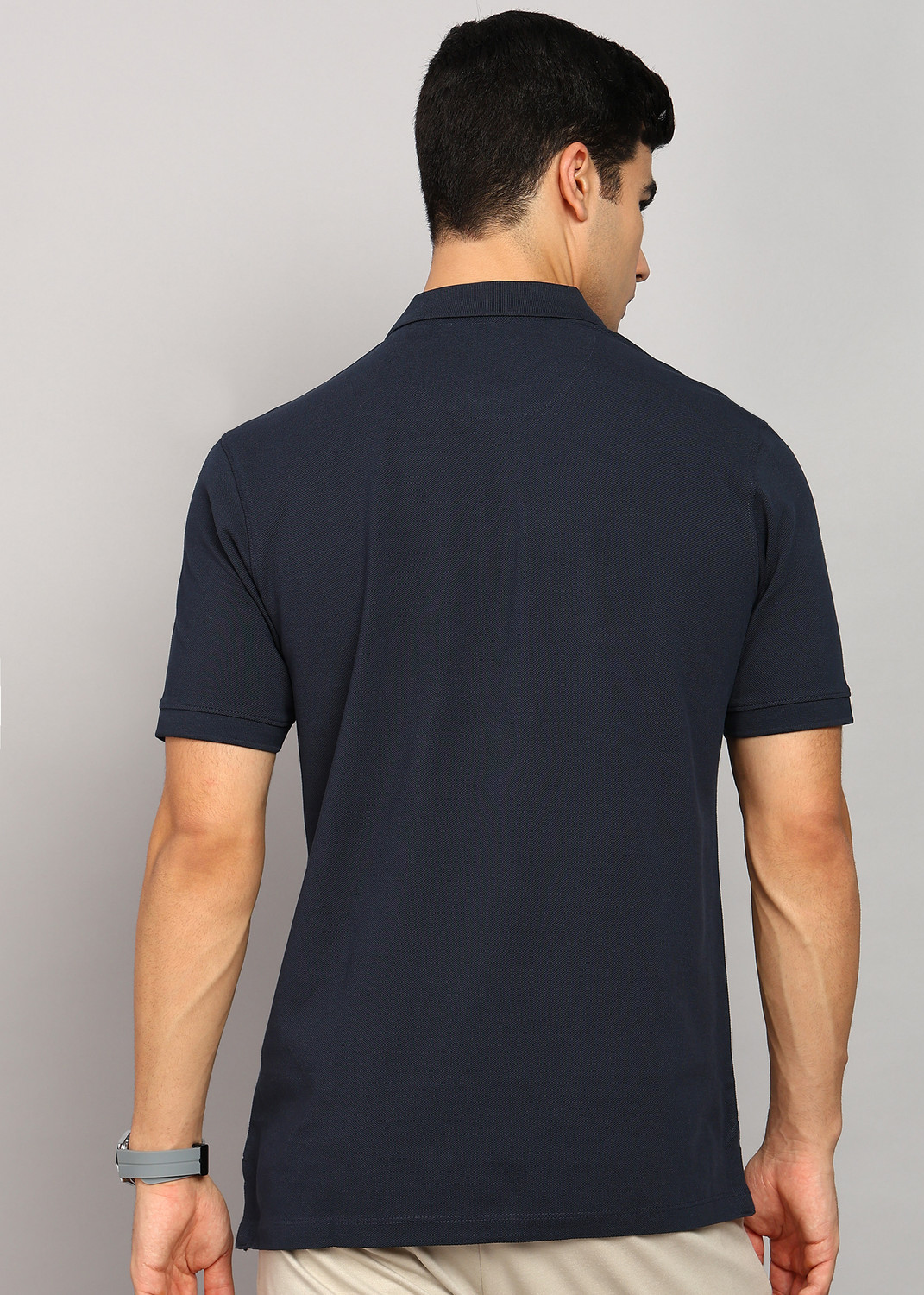 Image of PETER ENGLAND Solid Men Polo Neck Blue T-Shirt