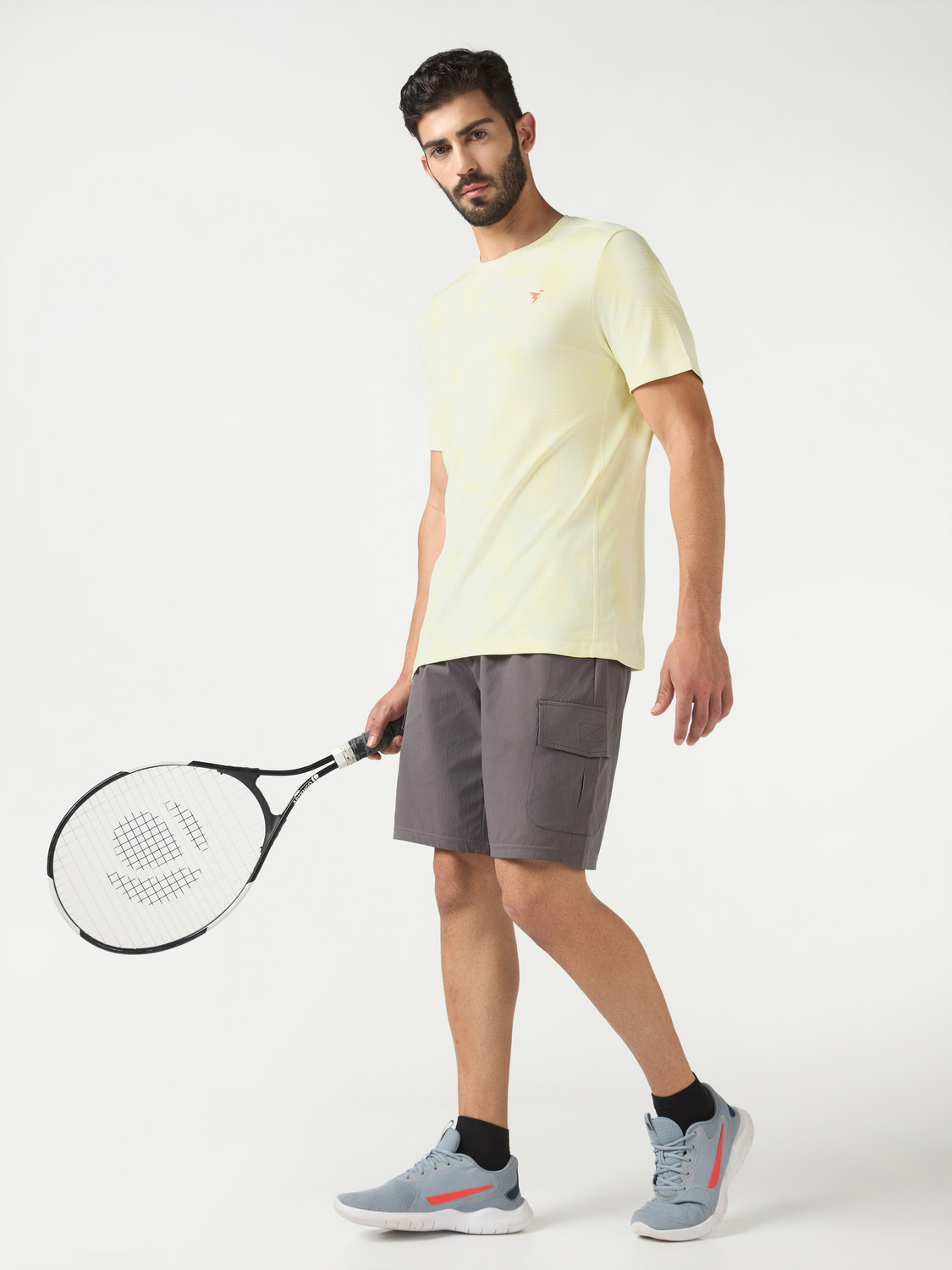Image of TECHNOSPORT Printed Men Round Neck Yellow T-Shirt
