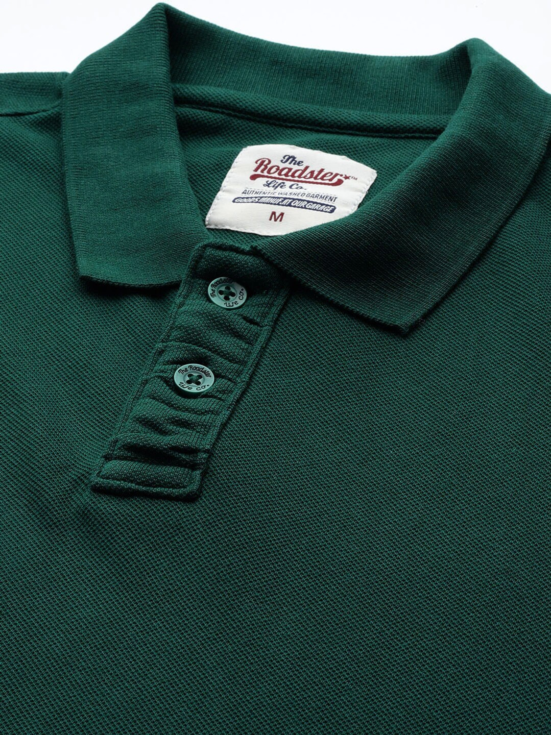 Image of Roadster Solid Men Polo Neck Green T-Shirt