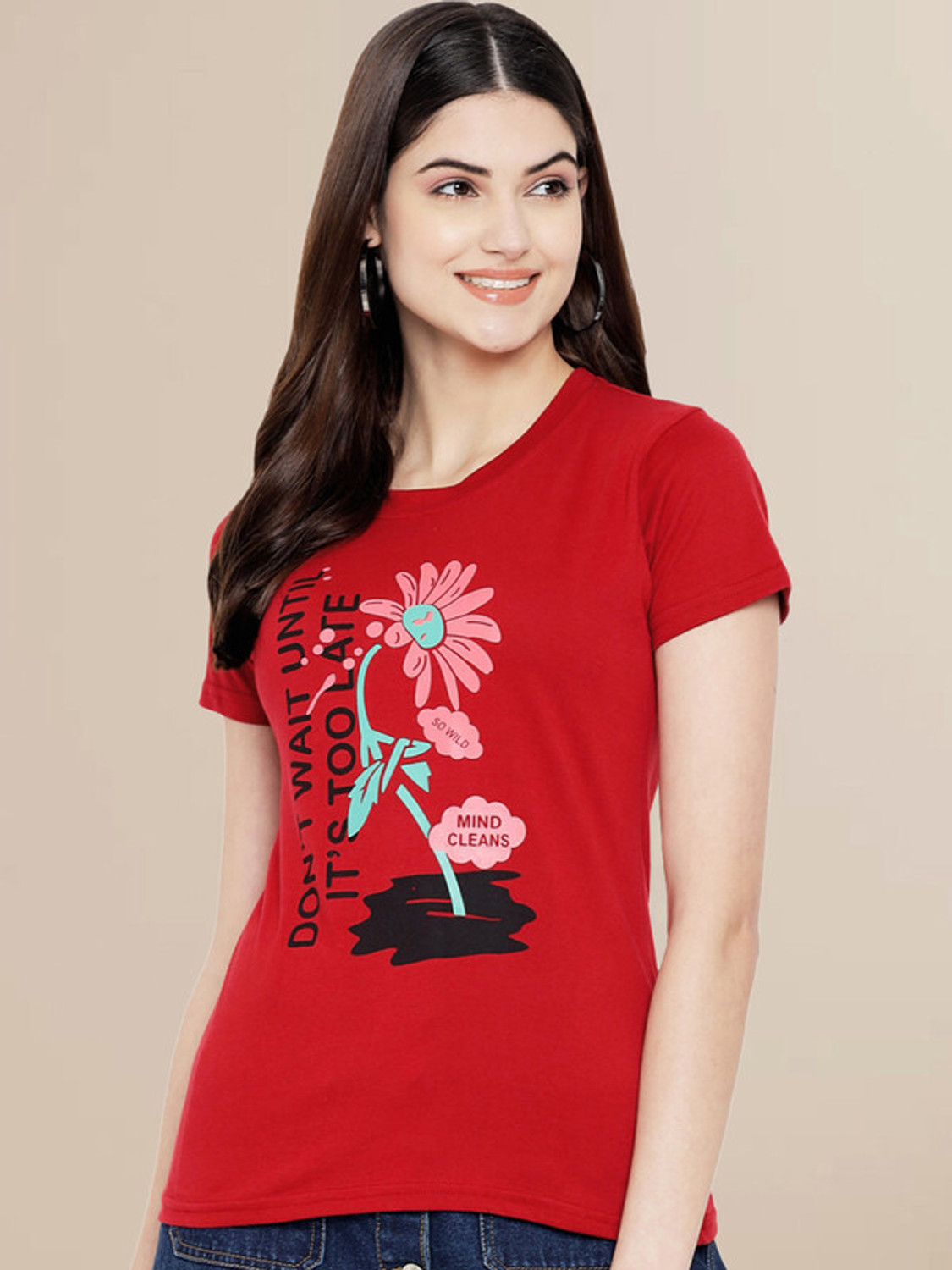 Image of METRONAUT Printed Women Round Neck Multicolor T-Shirt