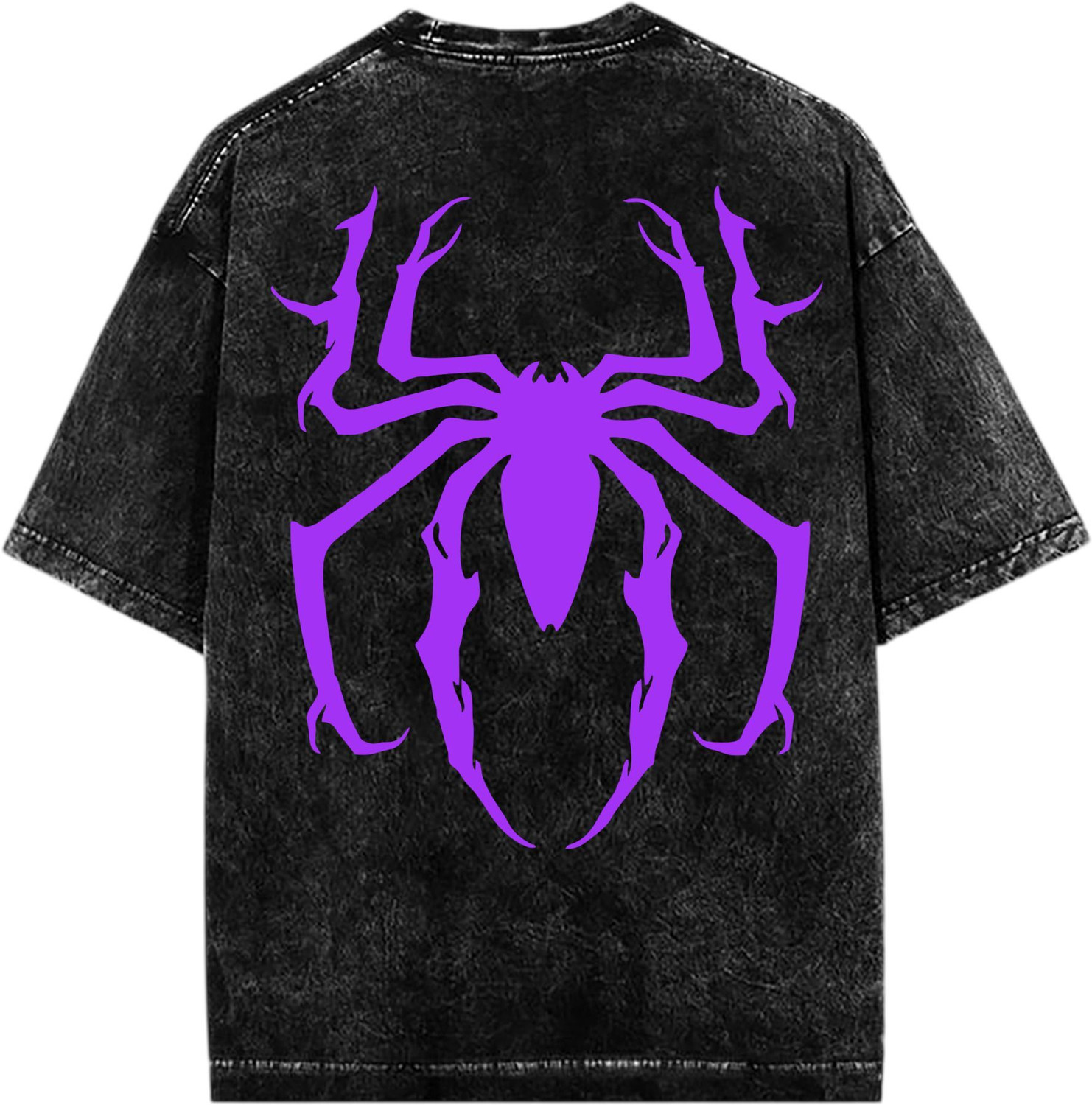 Image of DIGI DRAPE Graphic Print, Washed Men Round Neck Black, Purple T-Shirt
