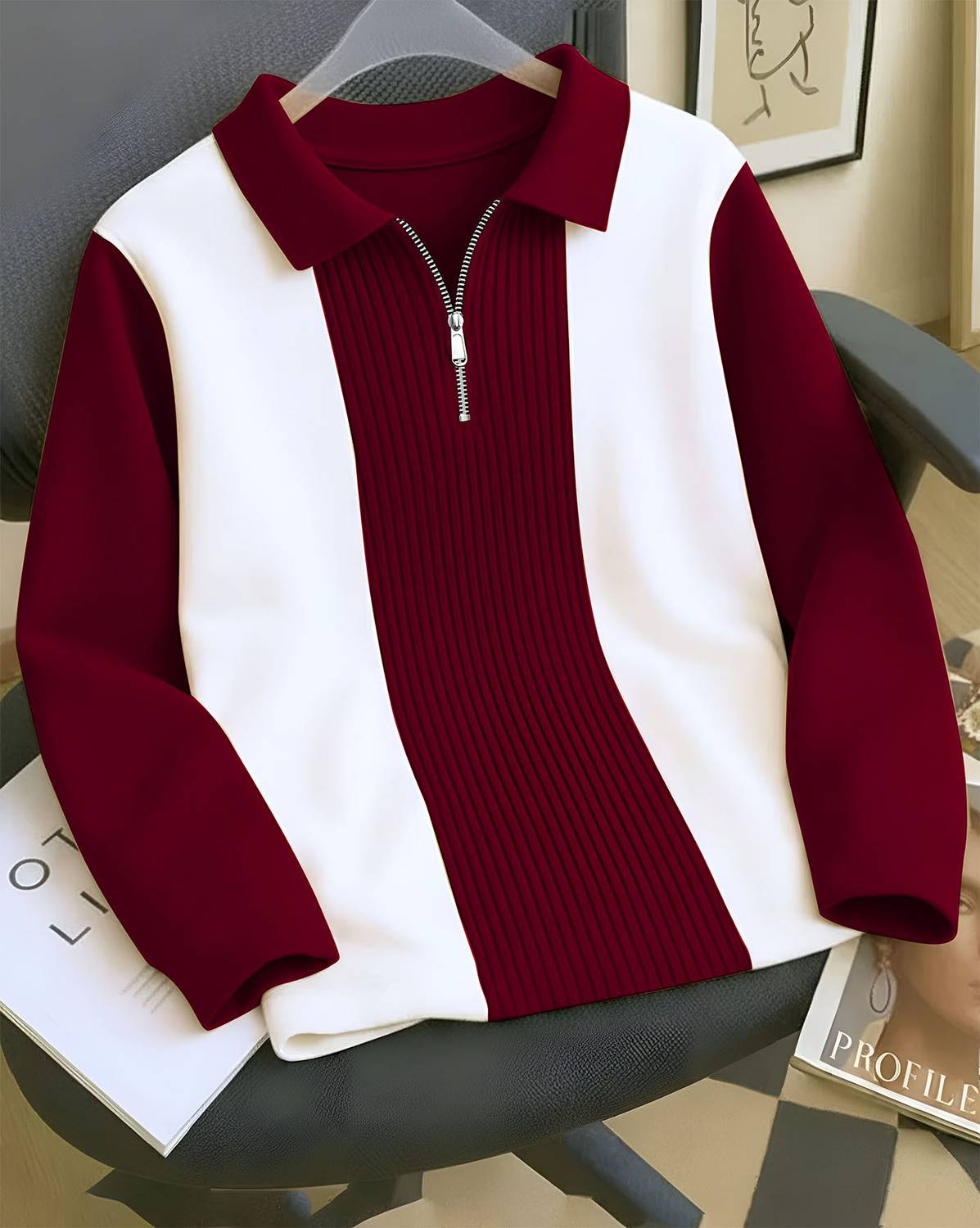 AOOSH Full Sleeve Striped Men Sweatshirt - Image 1