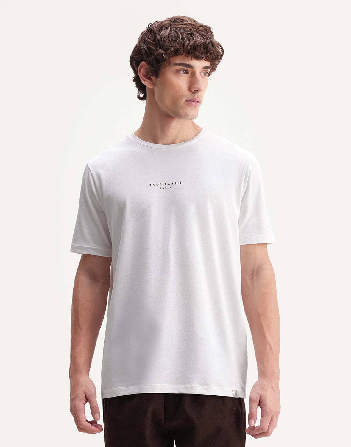 RARE RABBIT Solid Men Crew Neck White T-Shirt - Image 5