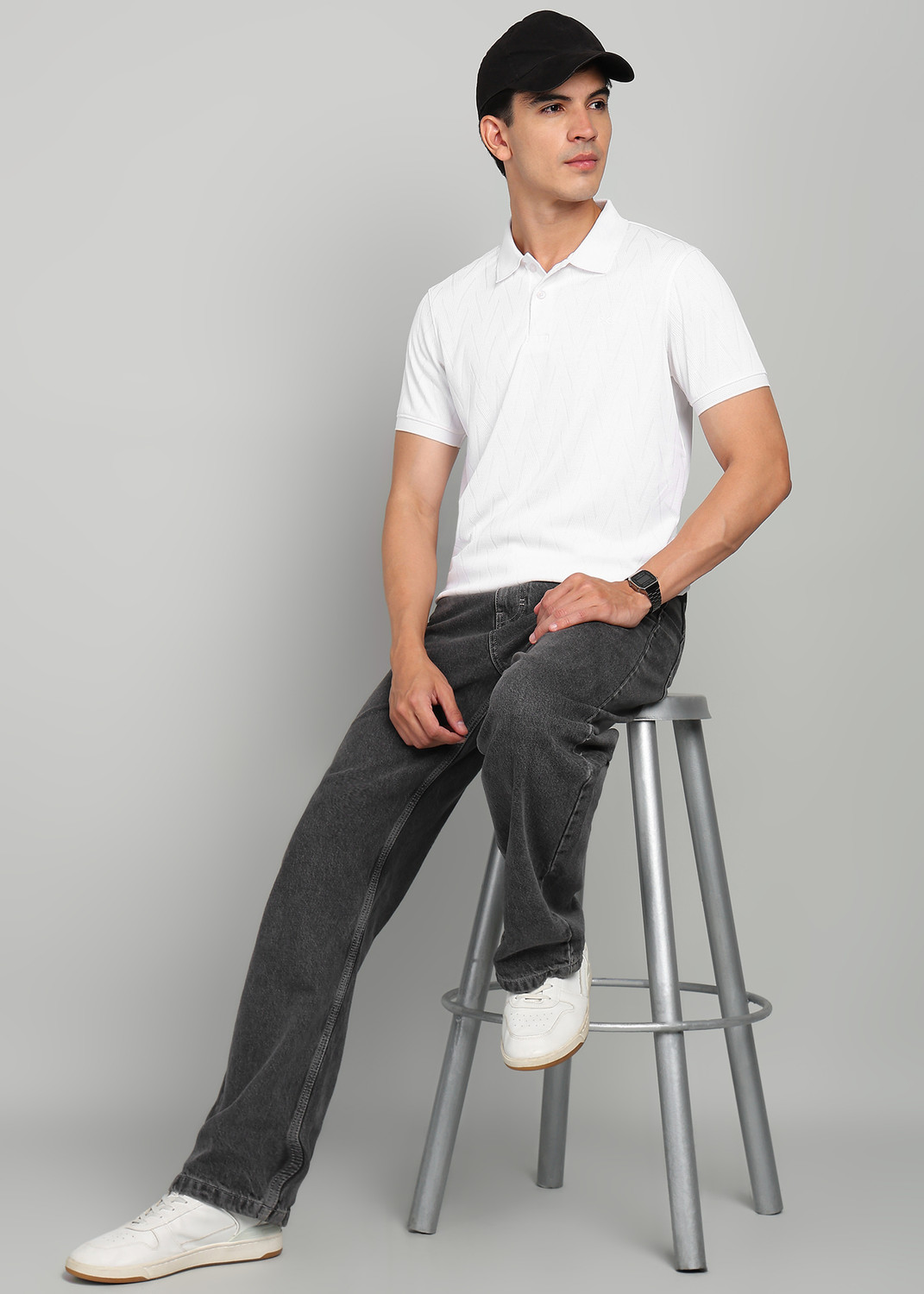 Image of KILLER Printed Men Polo Neck White T-Shirt