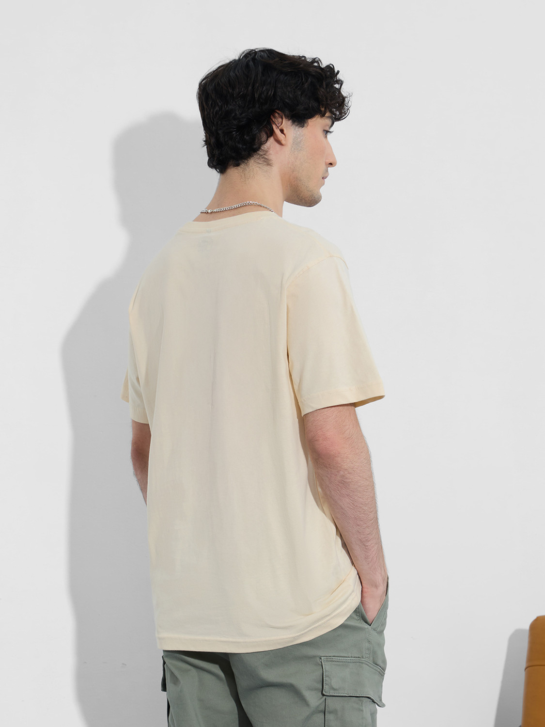 Image of The Souled Store Printed Men Round Neck Yellow T-Shirt