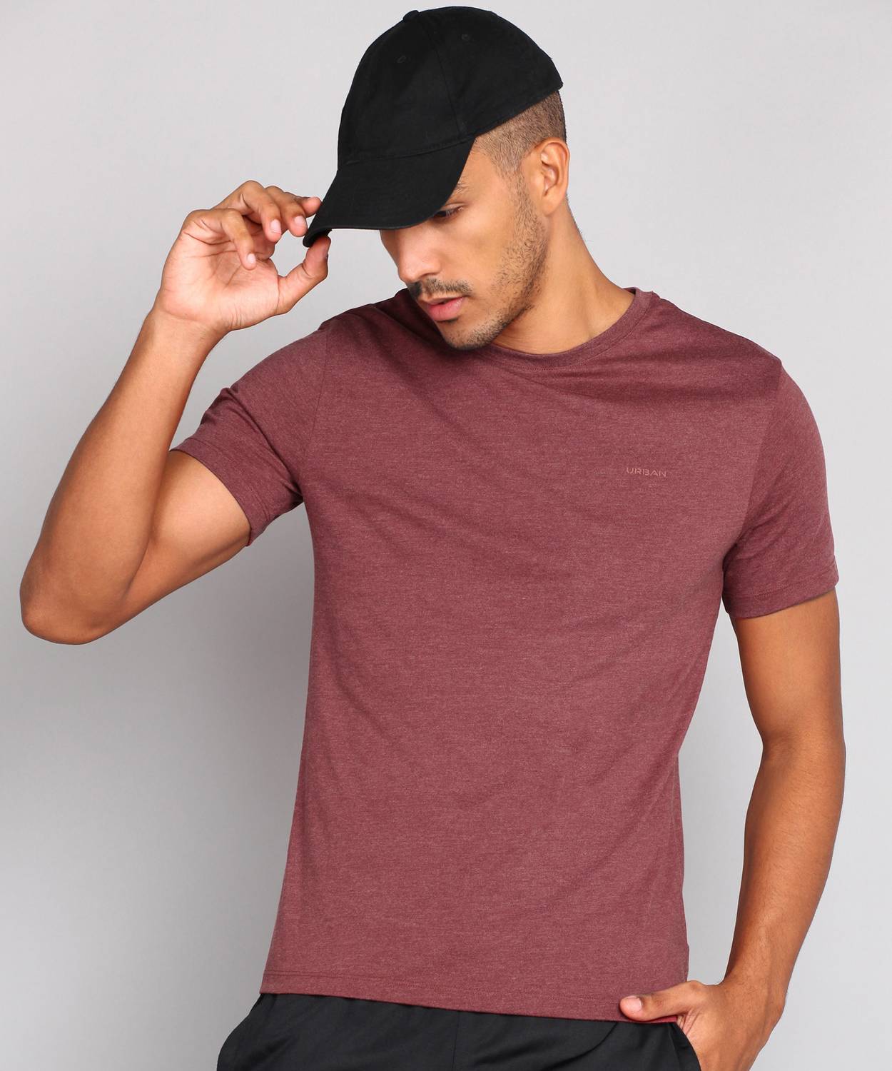 Blackberrys Self Design Men Round Neck Red T-Shirt