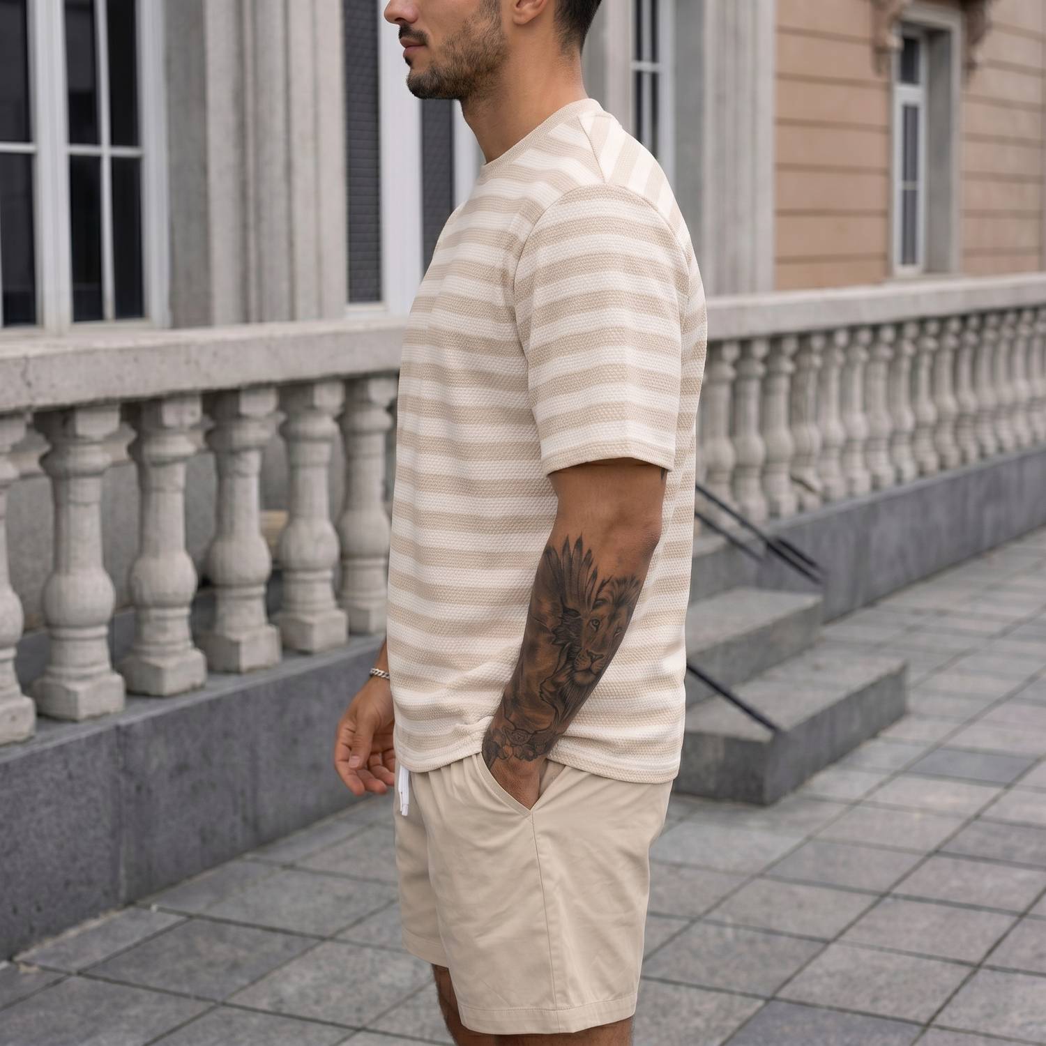 HEA7ENS Striped Brown T-Shirt - Image 3
