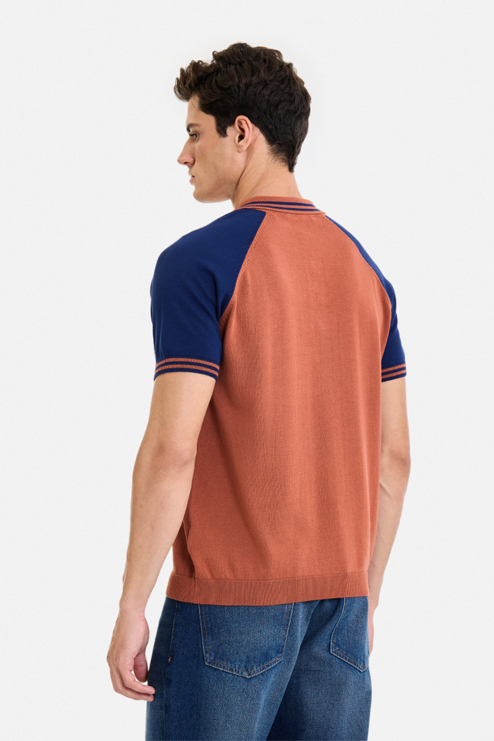 Image of Snitch Colorblock Men Polo Neck Orange T-Shirt