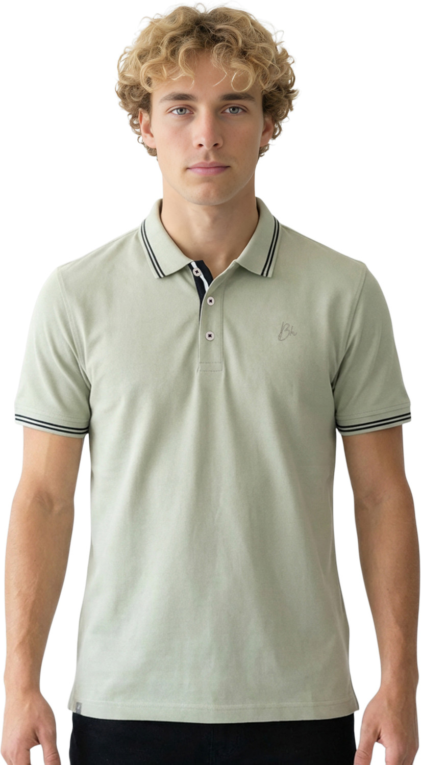 Image of BEING HUMAN Solid Men Polo Neck Green T-Shirt