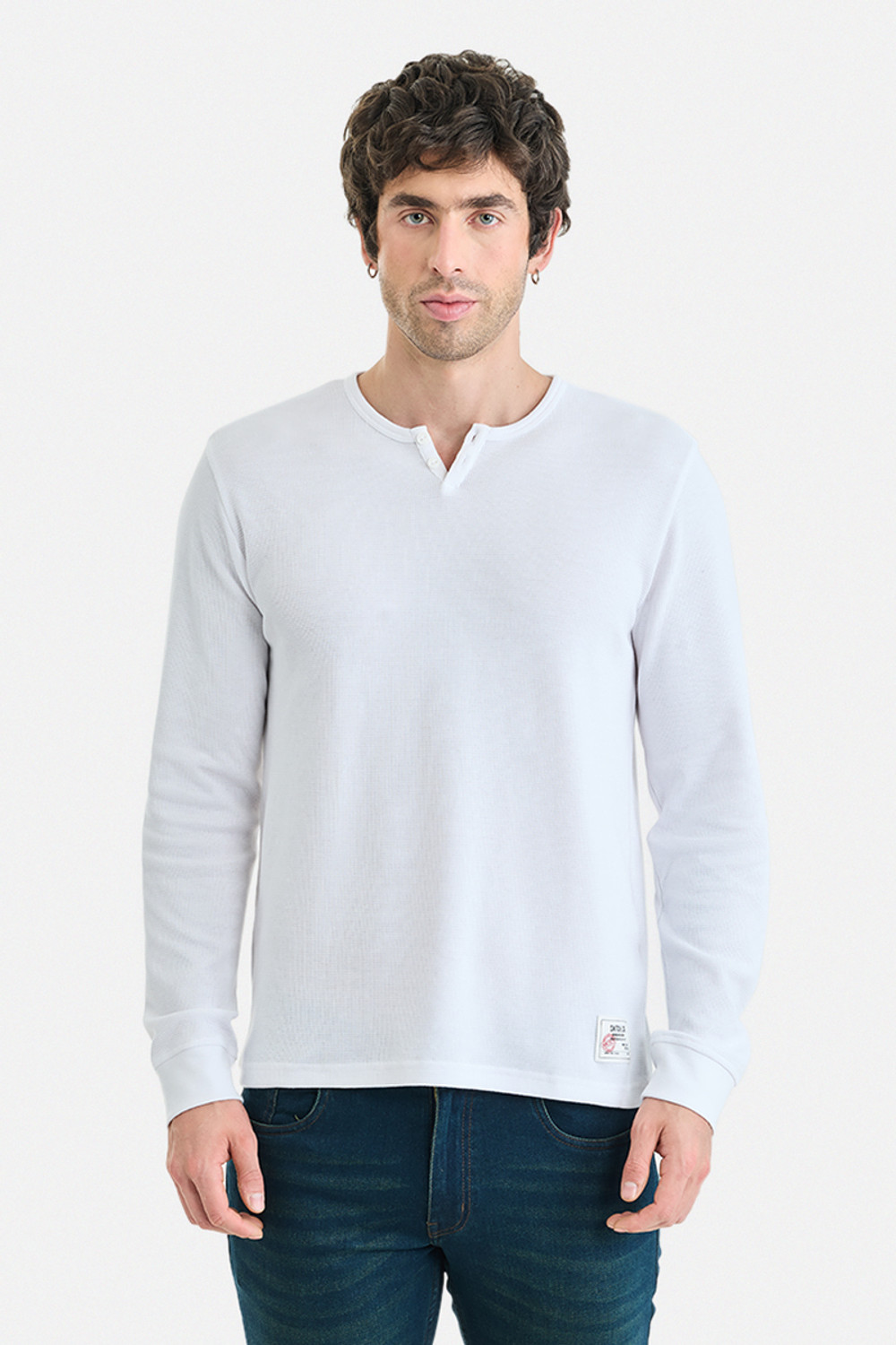 Image of Snitch Solid Men Crew Neck White T-Shirt