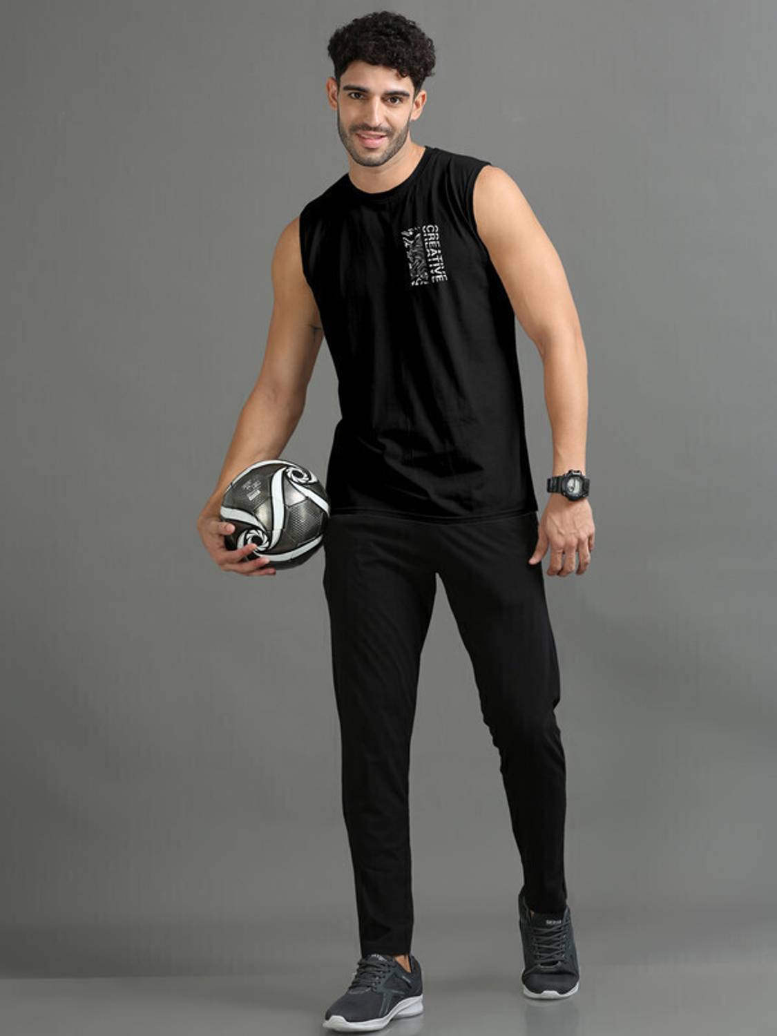 Triptee Men Black Round Neck T-Shirt - Image 3