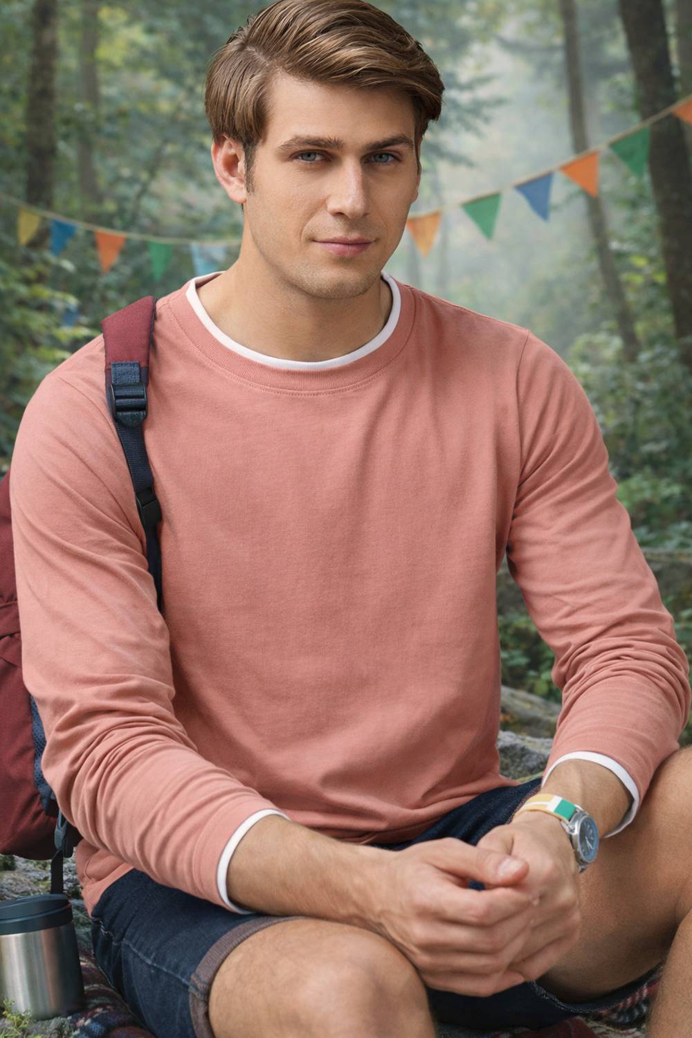 THE DRY STATE Men Solid Round Neck Pure Cotton Pink T-Shirt