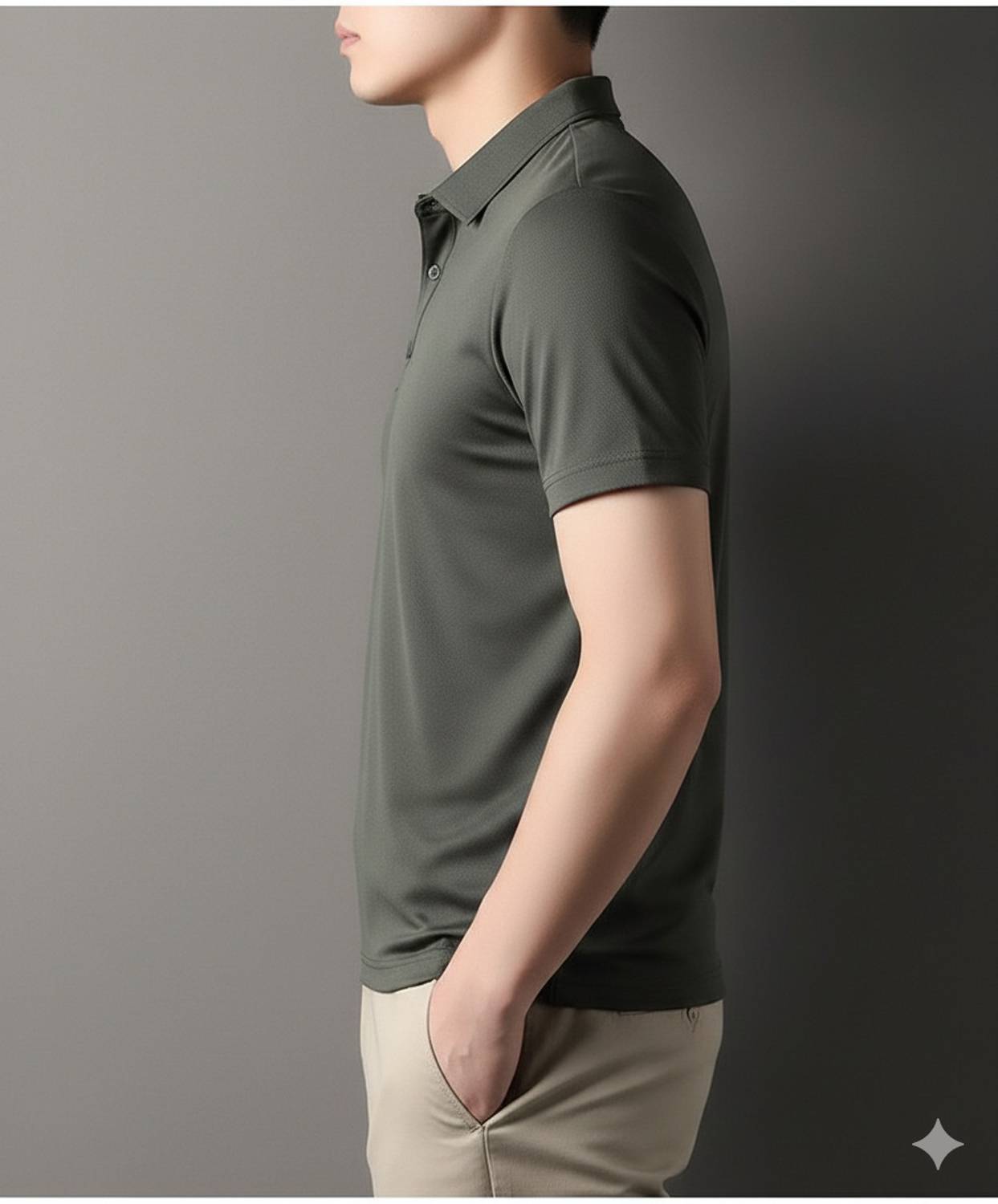 GLANZY Dark Green Polo Neck T-Shirt - Image 4